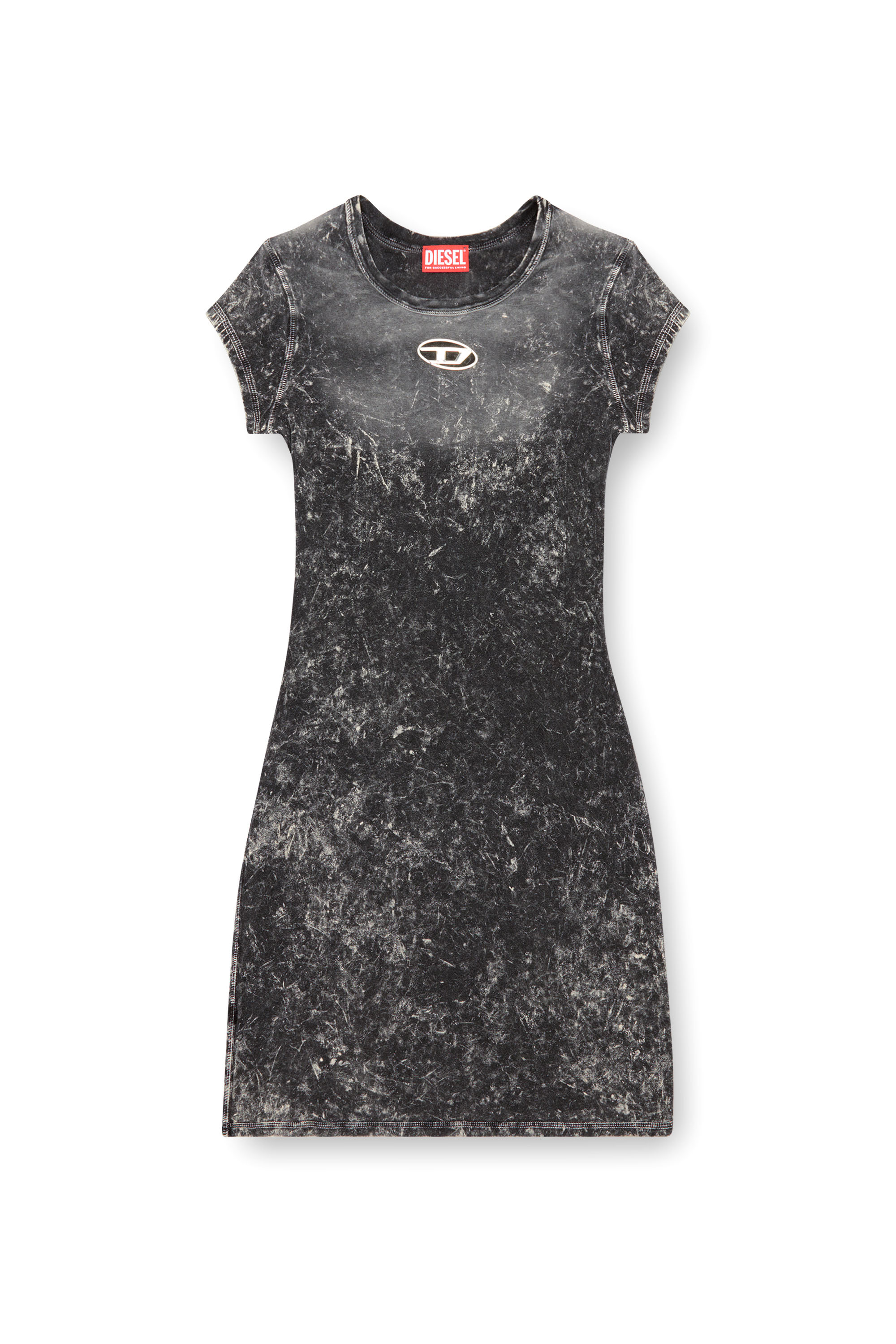 Diesel - D-ANGIEL-P1, Woman Short dress in marbled stretch jersey in Grey - Image 1