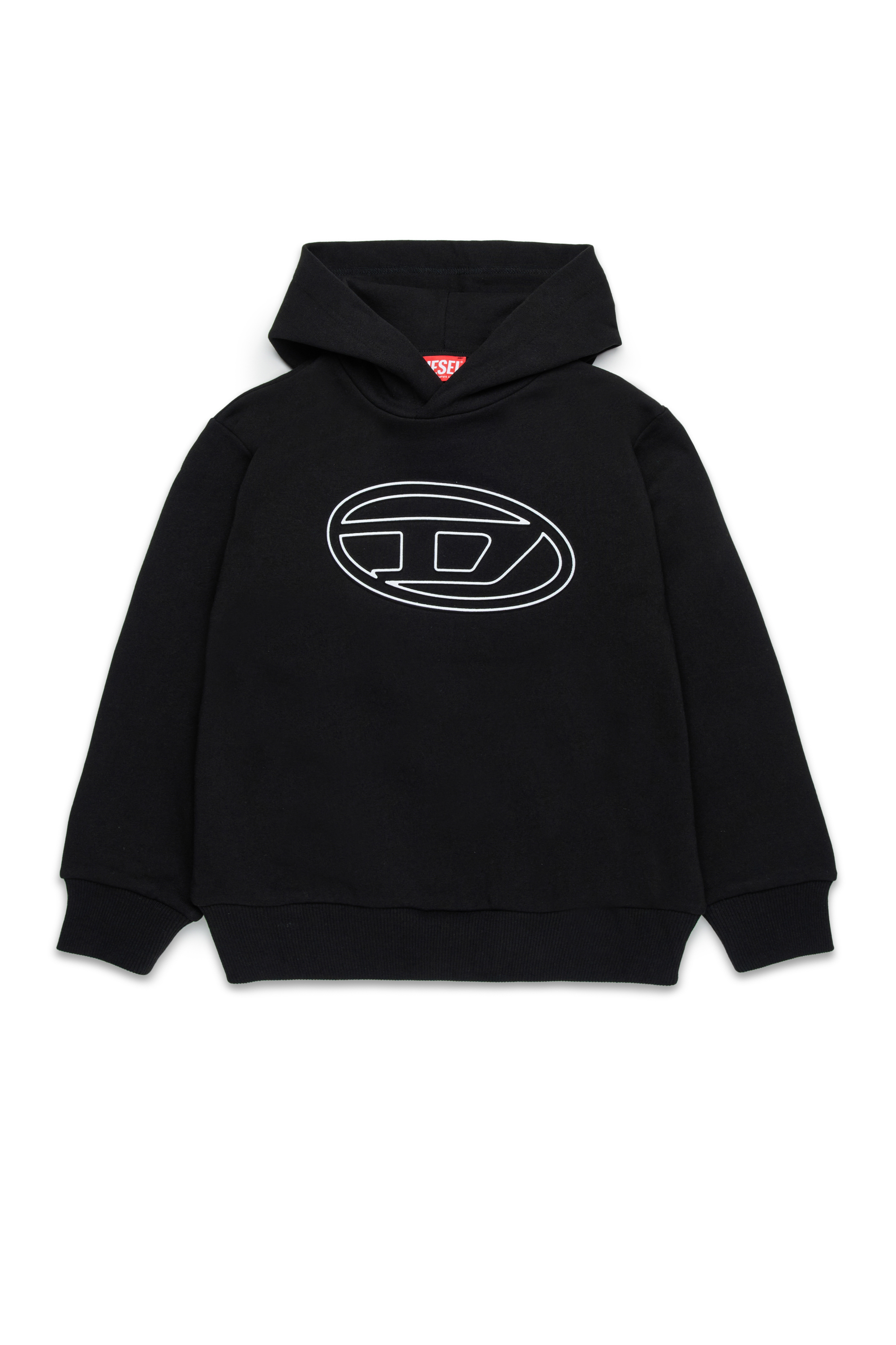 Diesel - SBIGOVALHOOD OVER, Man's Hoodie with embossed Oval D logo in Black - 1