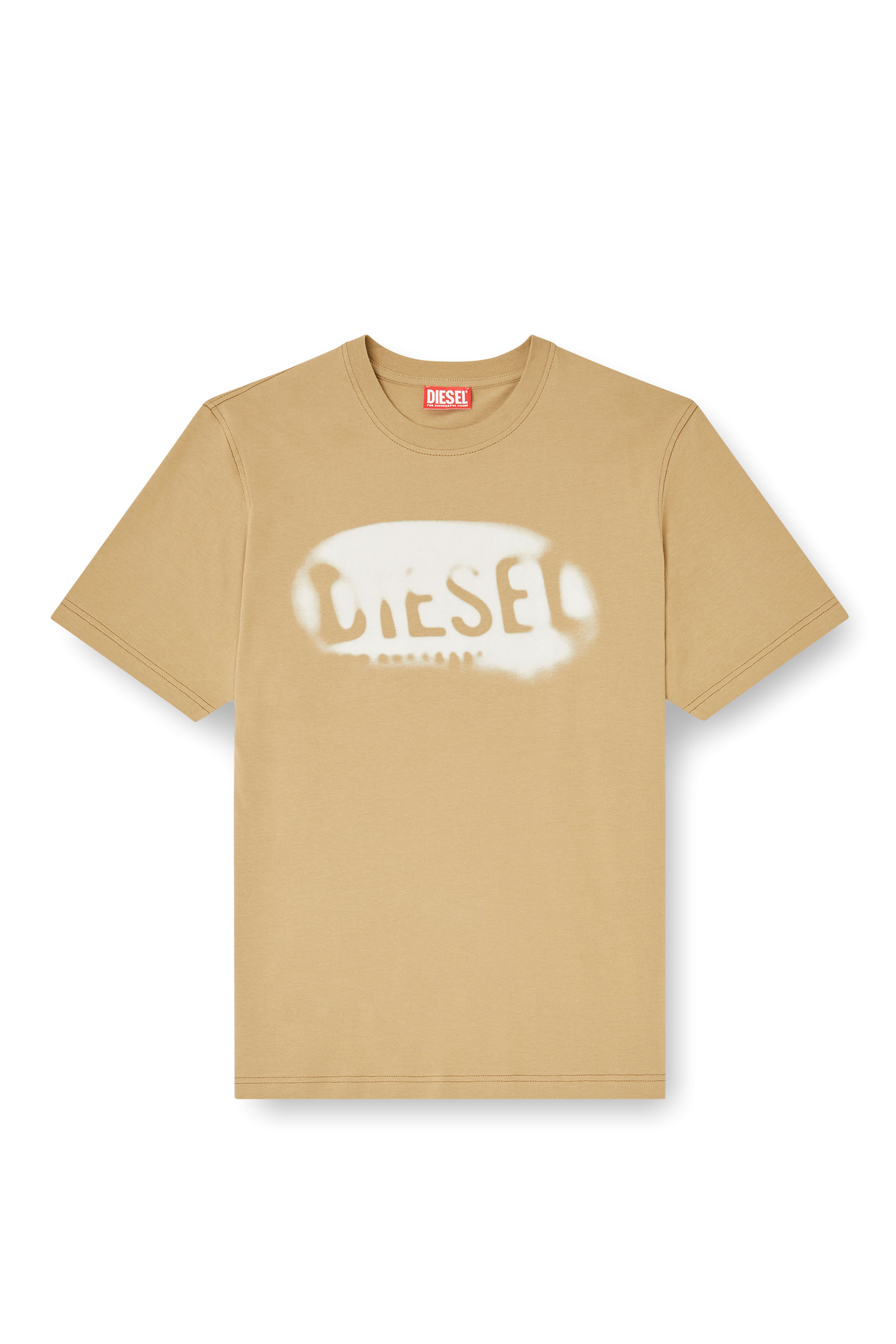 Diesel - T-ADJUST-V2, Man's Light cotton T-shirt with faded logo in Beige - 2