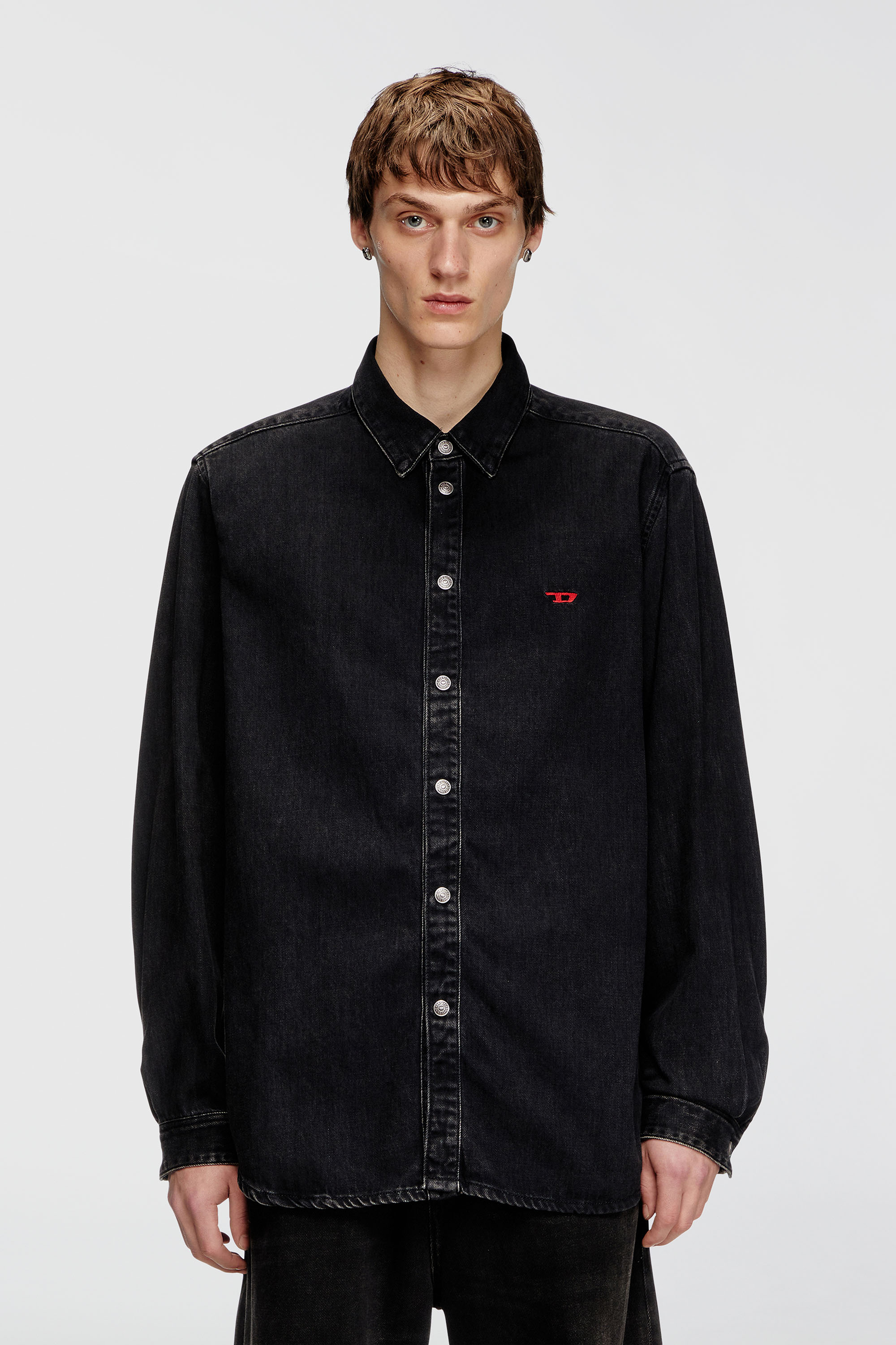 Diesel - D-SIMPLY, Man's Shirt in Tencel denim in Black - 3