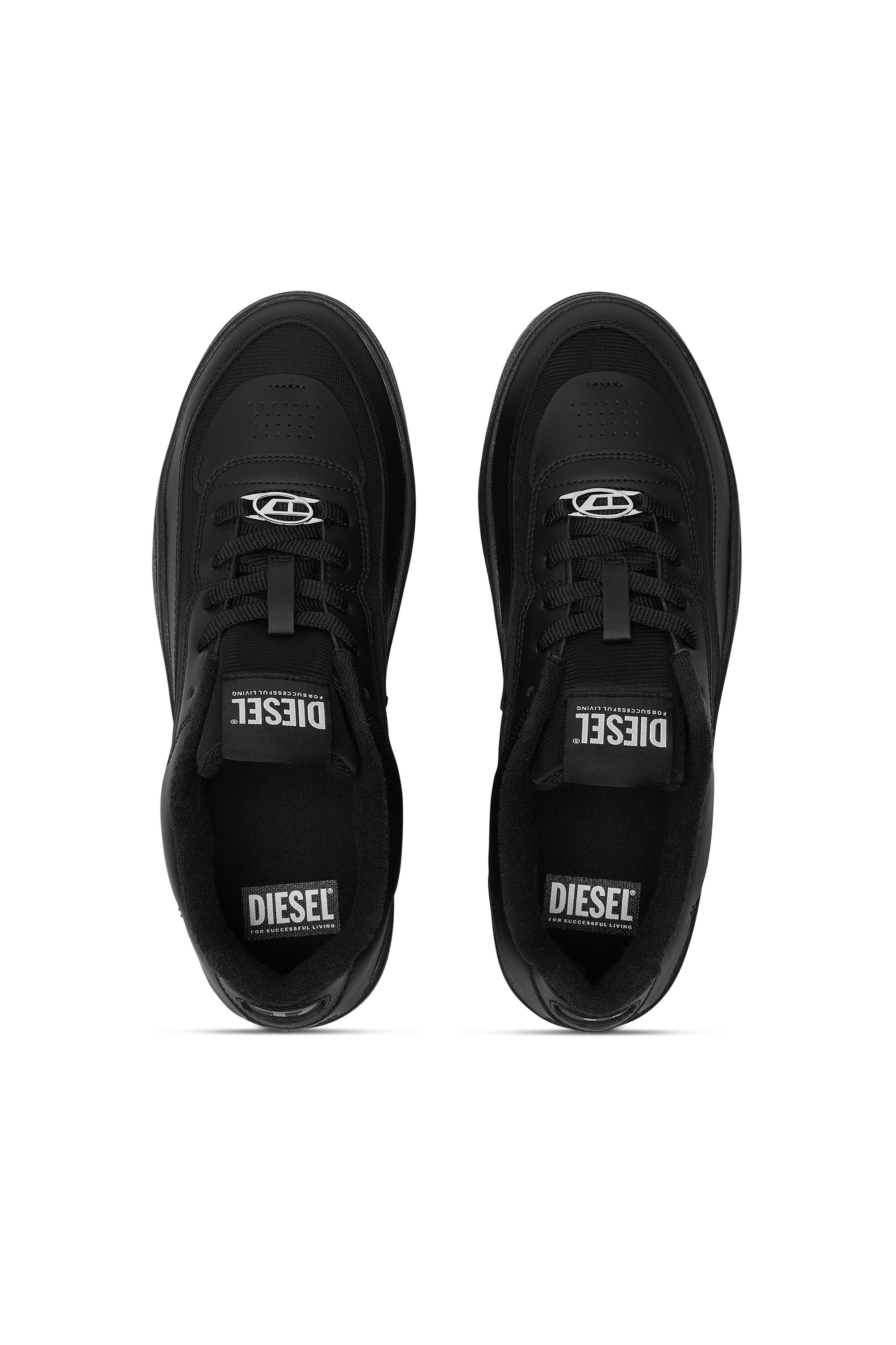 Diesel - S-OVAL SKATE LOW, Man's S-Oval Skate-Fabric-panelled leather sneakers in Black - 5