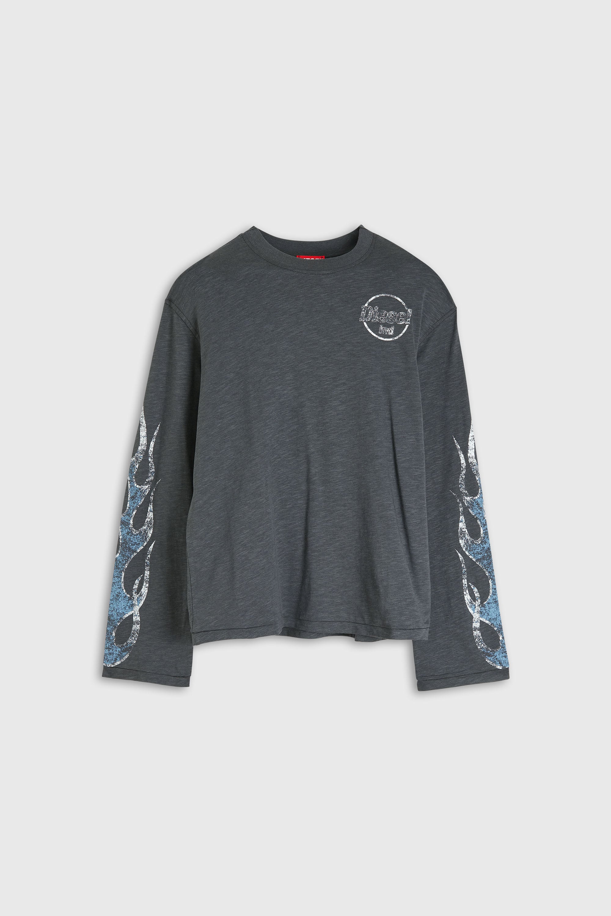 Diesel - T-HILARY-LS-B3, Woman's Long-sleeve T-shirt in slub jersey with crack print in Dark grey - 2