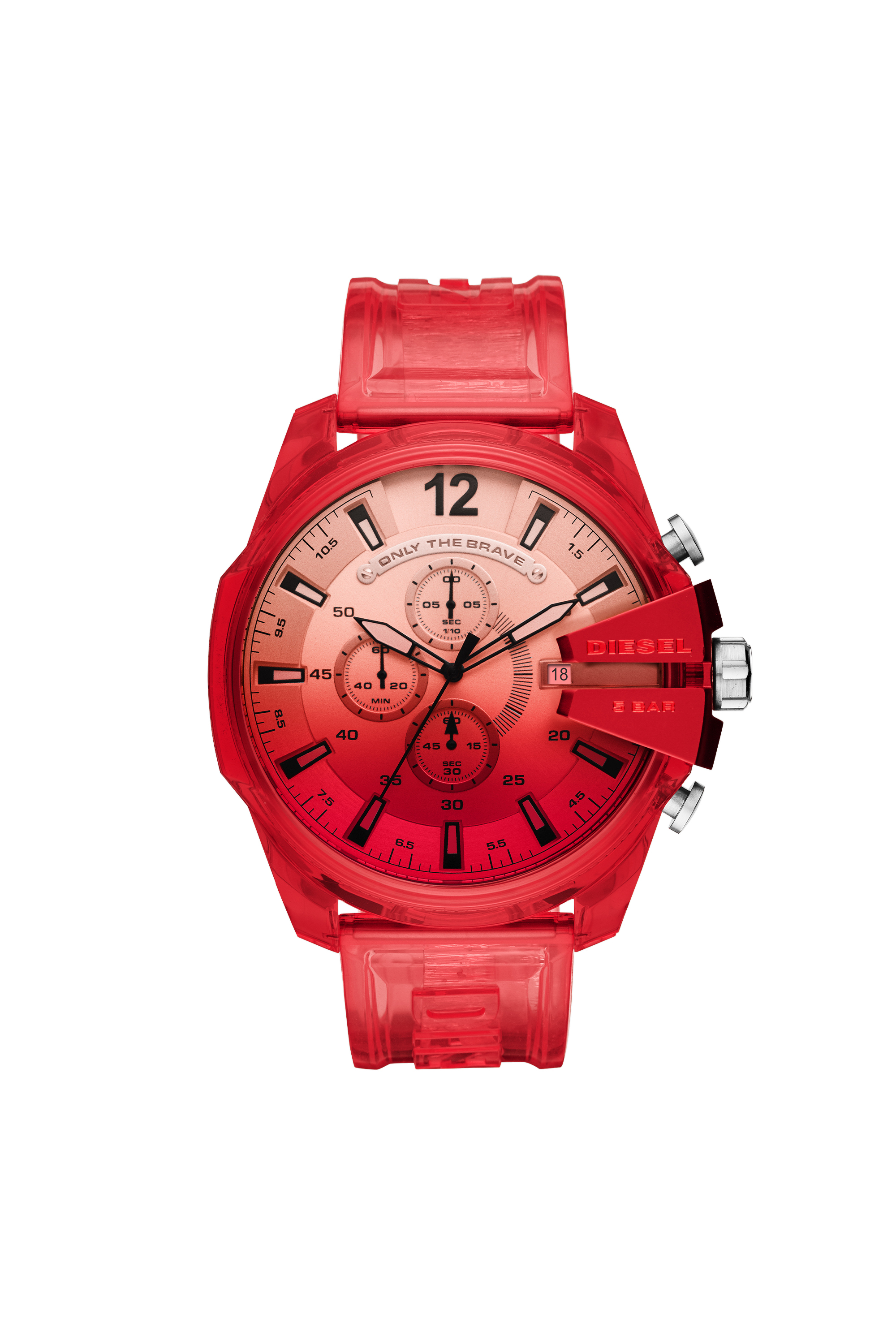 Diesel - DZ4534, Man's Mega Chief chronograph red polyurethane watch in Red - 1