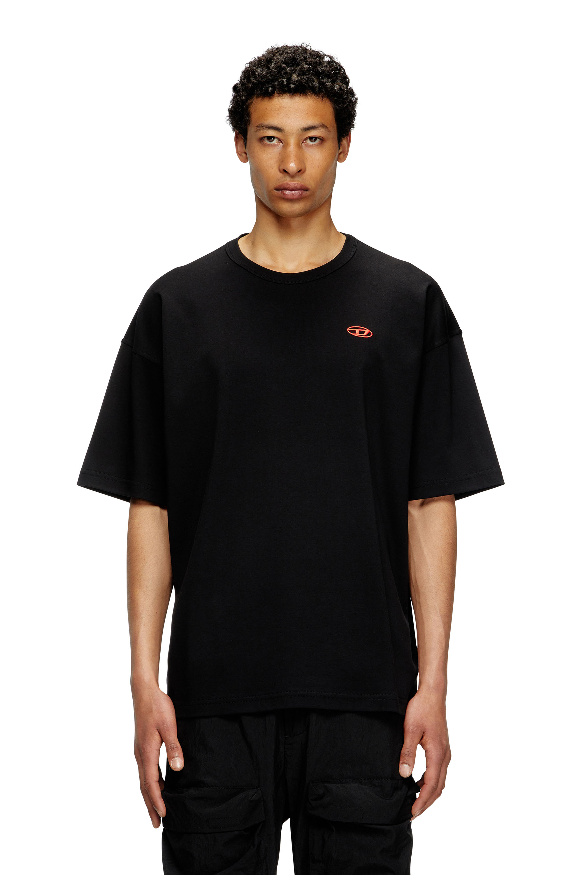 Diesel - T-BOXT-T6, Man's T-shirt with red Oval D in Black - 1