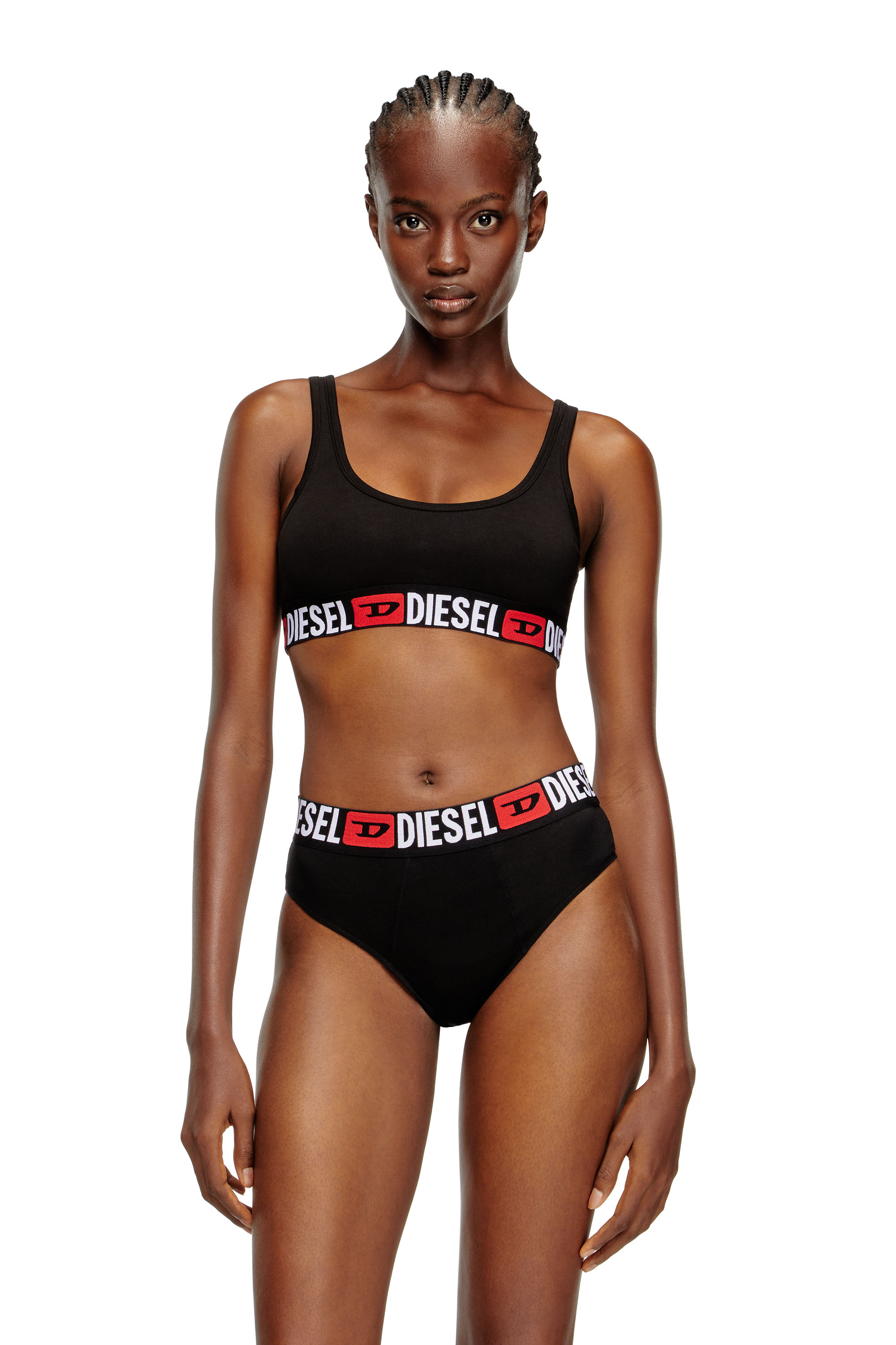 Diesel - UFSB-ORIBA, Woman's Bralette with logo band in Black - 3