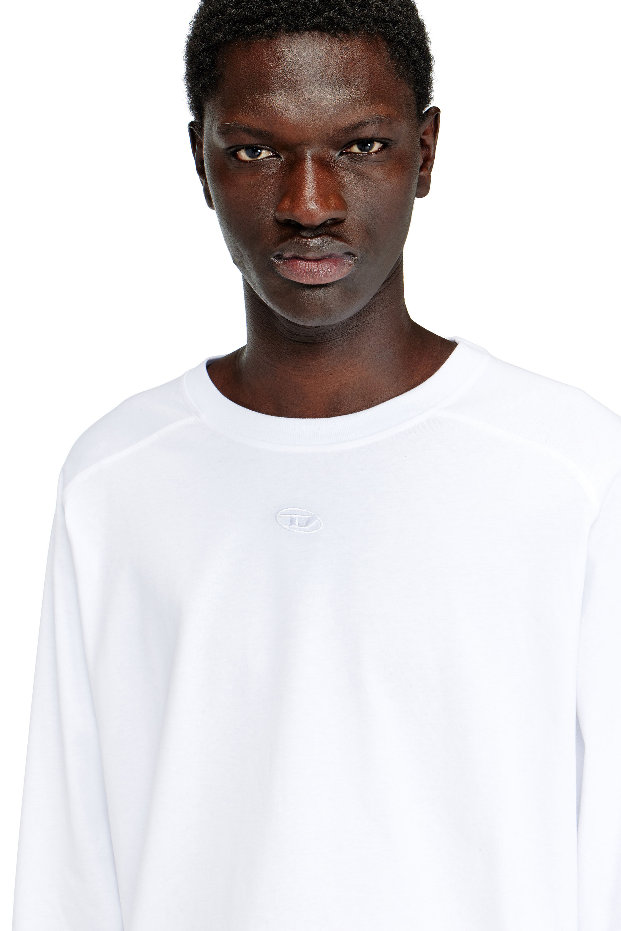 Diesel - T-KRISTIAN, Man's T-shirt with biker detail cuff in White - 5