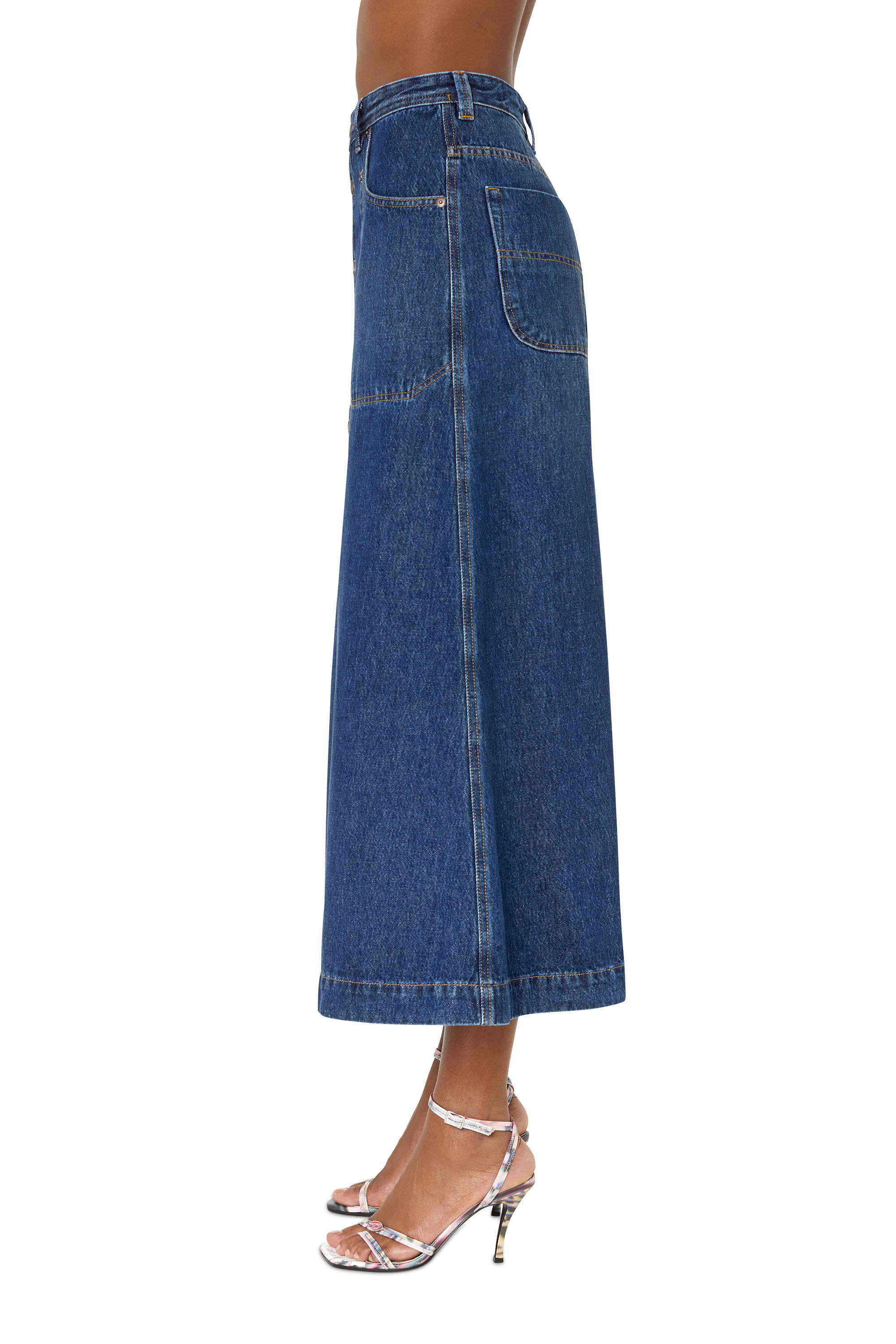 Diesel - DE-ALBUS-L A-LINE LONG SKIRT, Dark Blue - Image 6