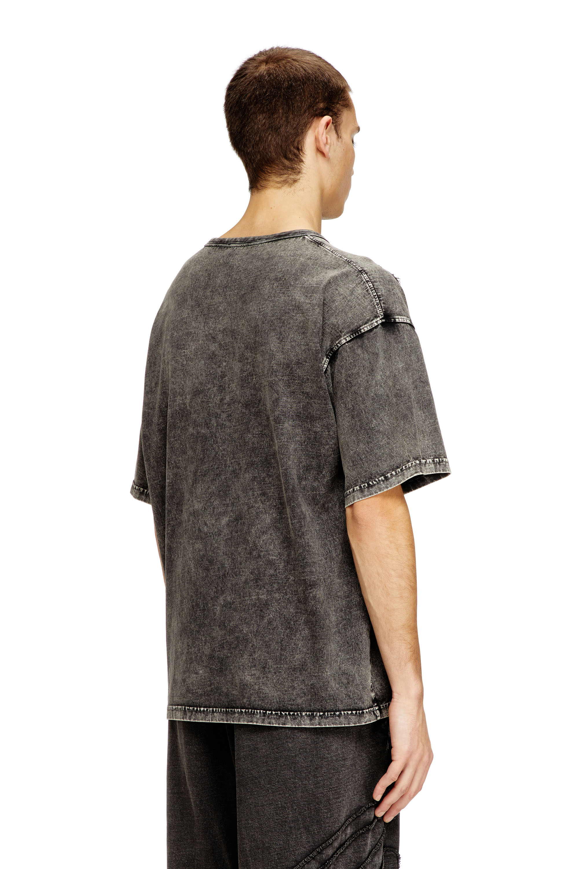 Diesel - T-BOXT-DEN, Man's Relaxed cotton T-shirt with Oval D applique in Dark grey - 4