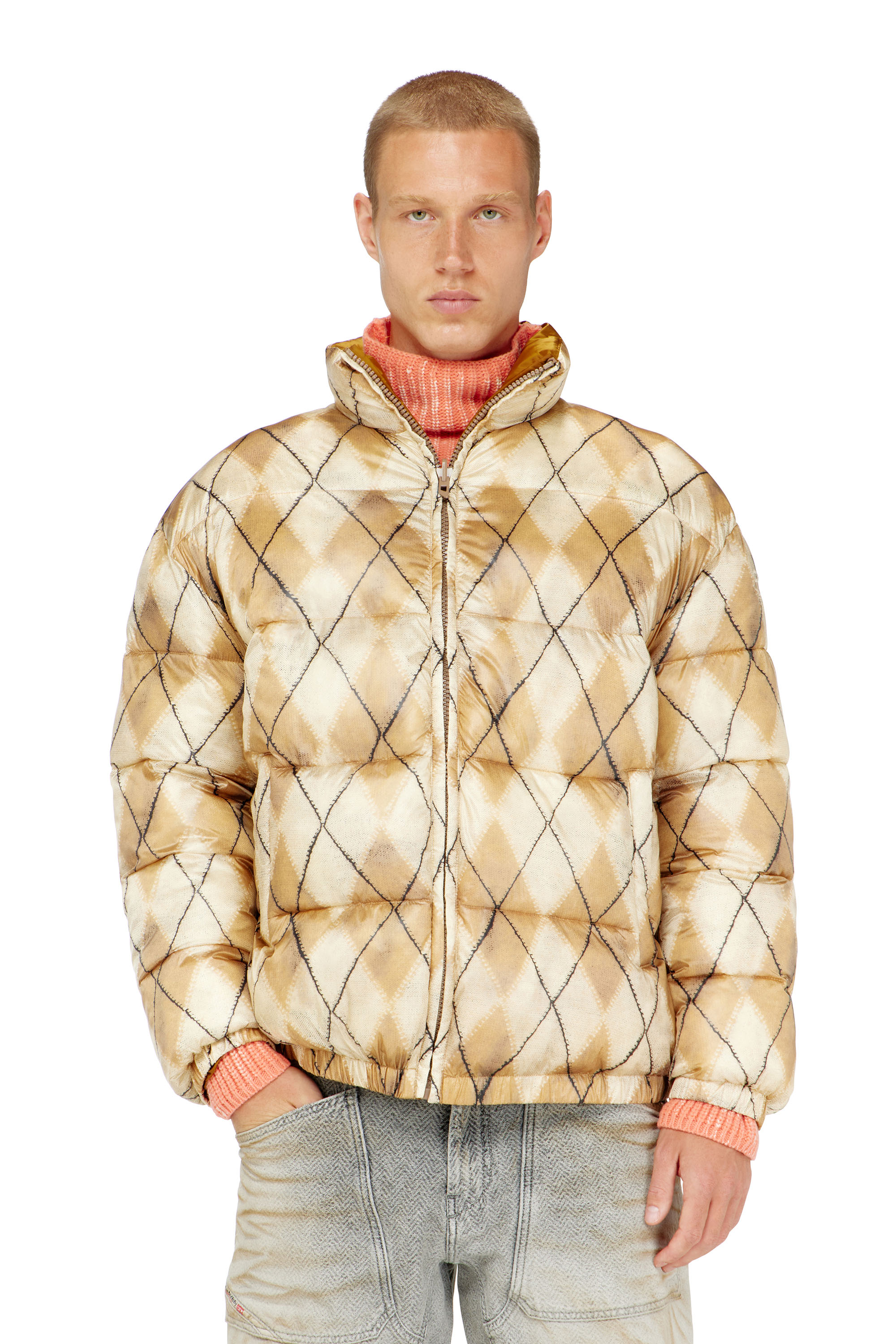 Diesel - W-BOURB-DLCK, Man's Reversible puffer jacket with argyle print in null - 3