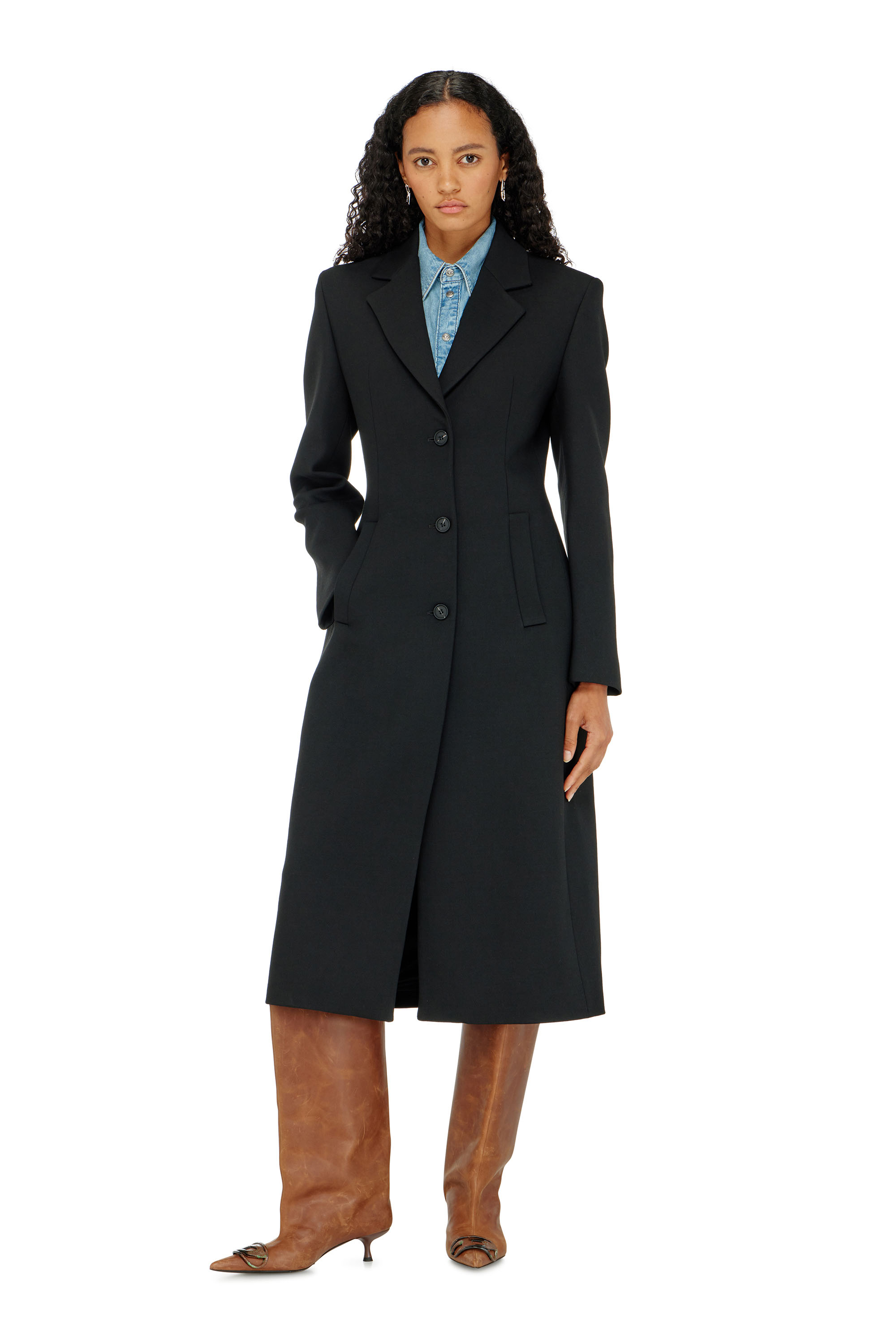 Diesel - G-ALLAN, Woman's Long hourglass coat in Black - 1