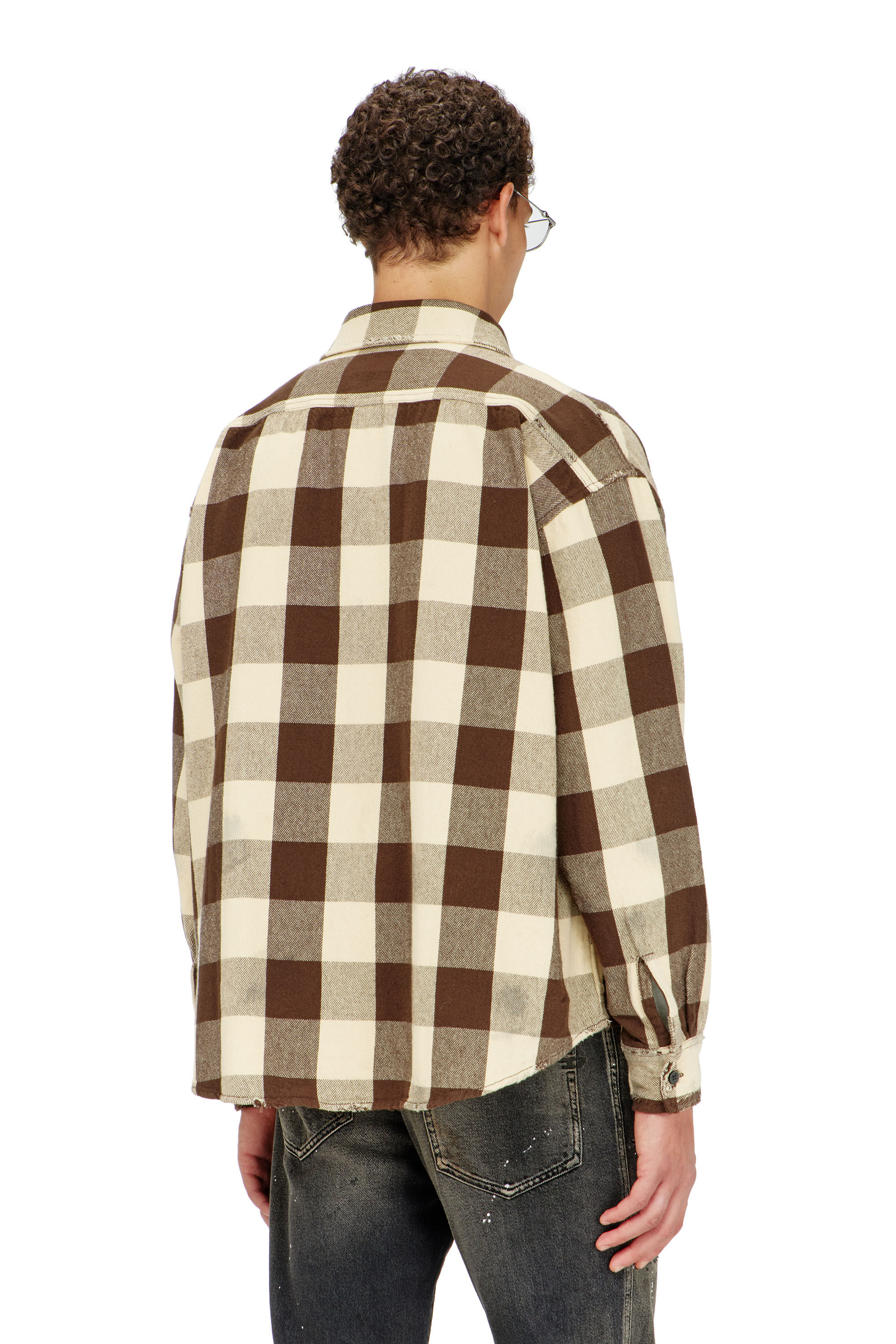 Diesel - S-DRUM, Man's Check flannel shirt with distressed effect in null - 4