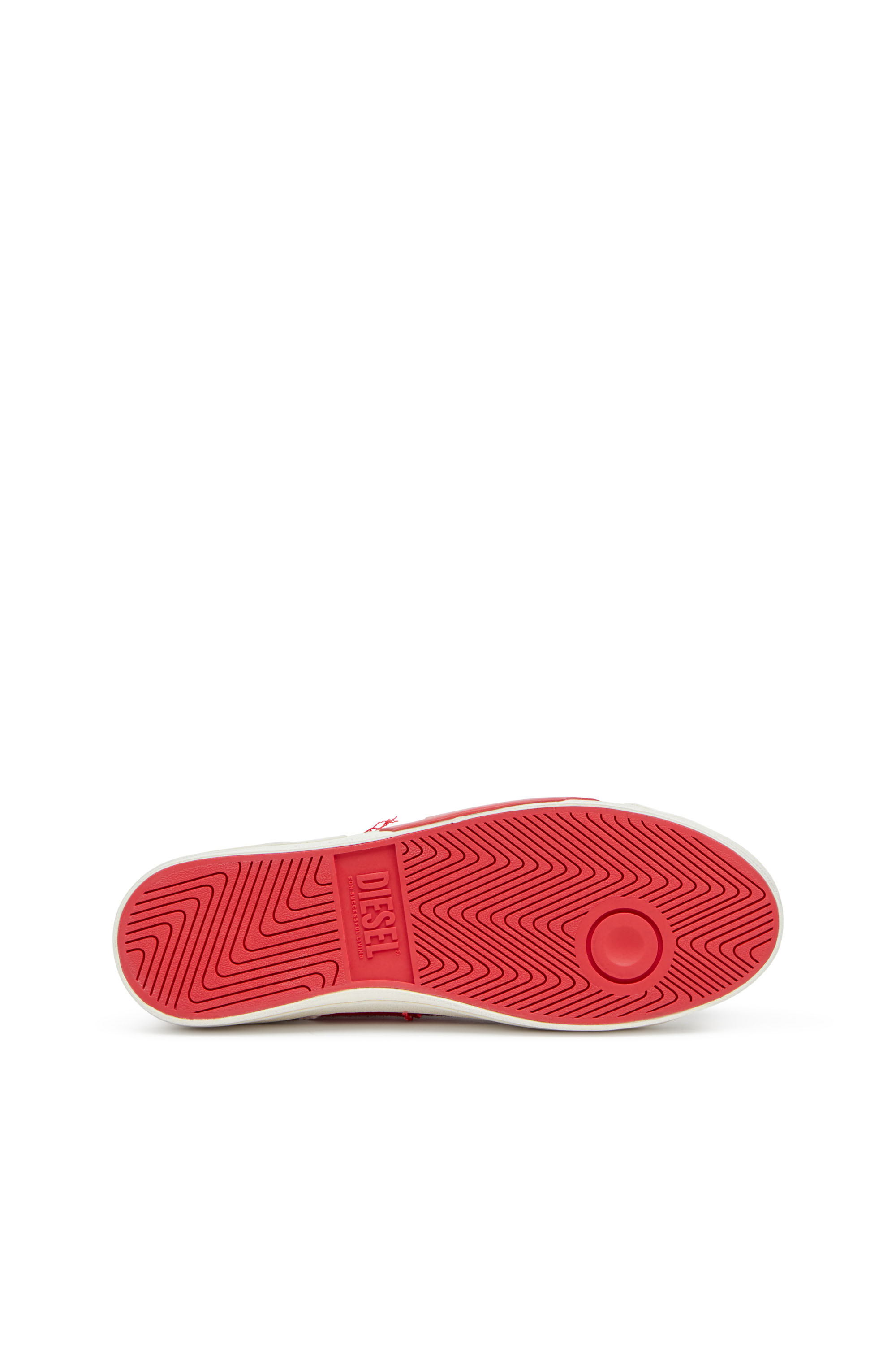 S-D-VERSE LOW, White/Red Diesel - S-D-VERSE LOW, Man's S-D-Verse-Dirty-effect canvas sneakers in White/Red - 5