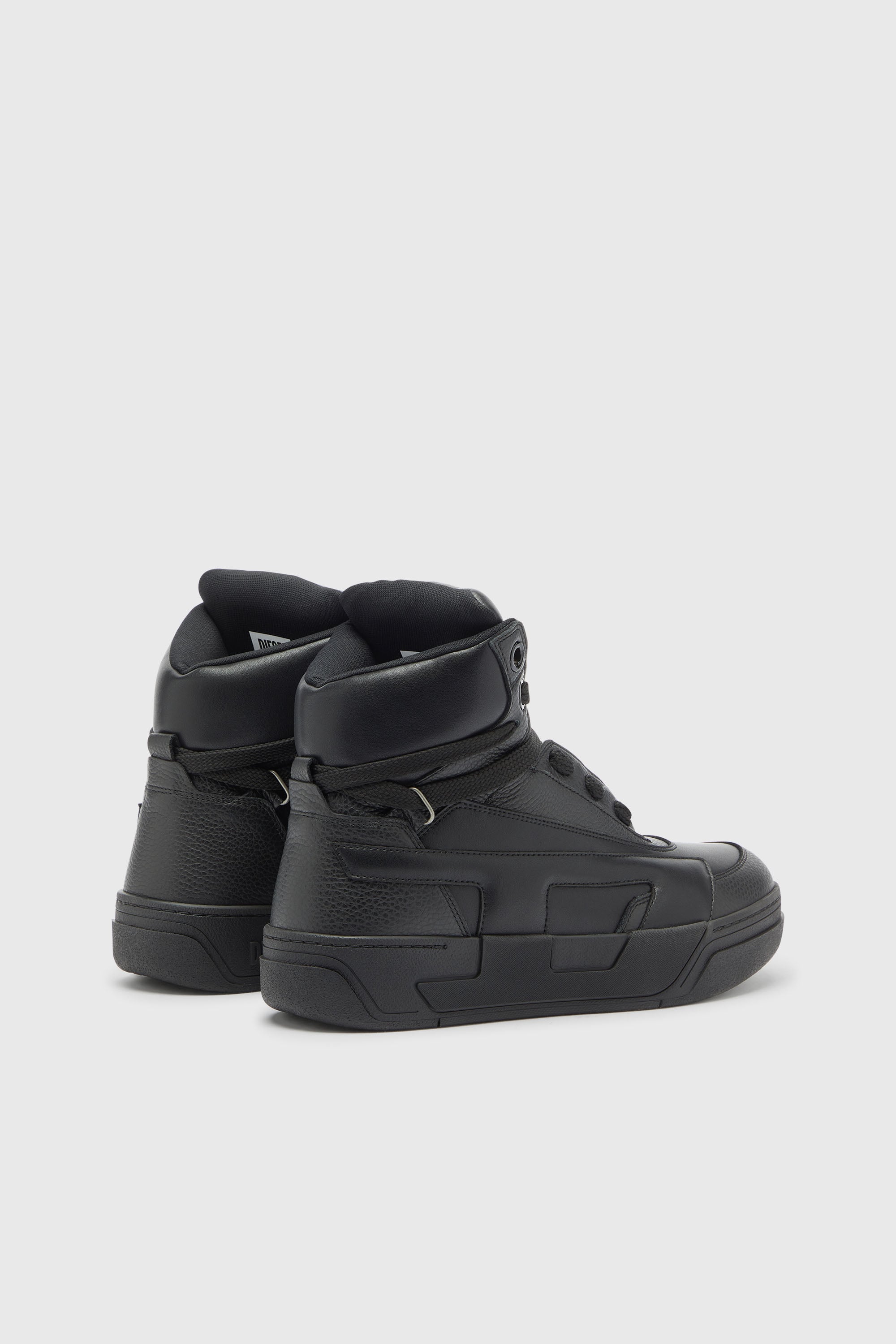 Diesel - S-D-OLLIE MID, Man's S-D-Ollie - High-top leather sneakers with D logo in Black - 3
