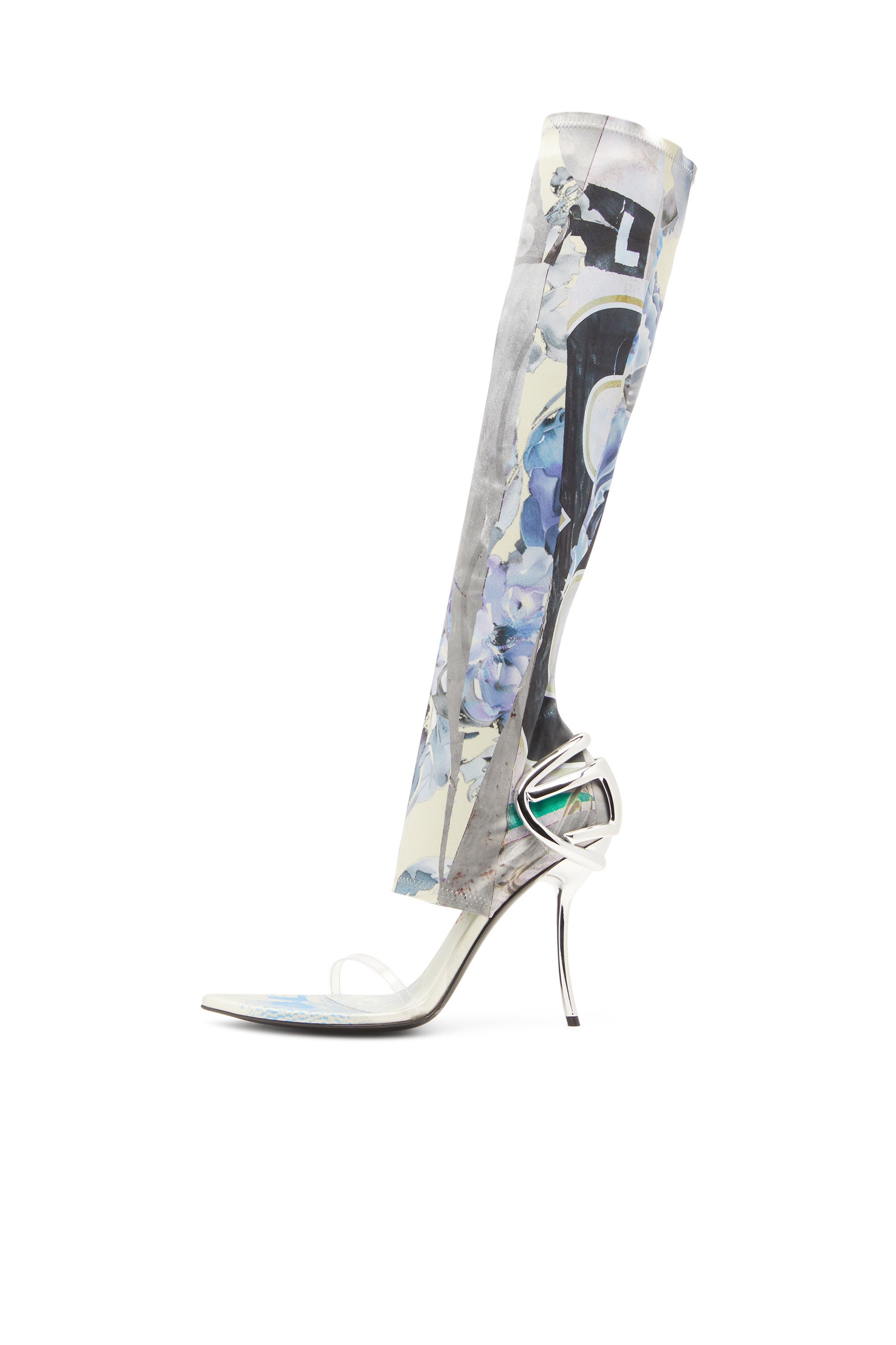 Diesel - D-TEN&HALF SDL KB, Woman's D-Ten&Half-Hybrid sandals with graphic print in White/Blue - 6