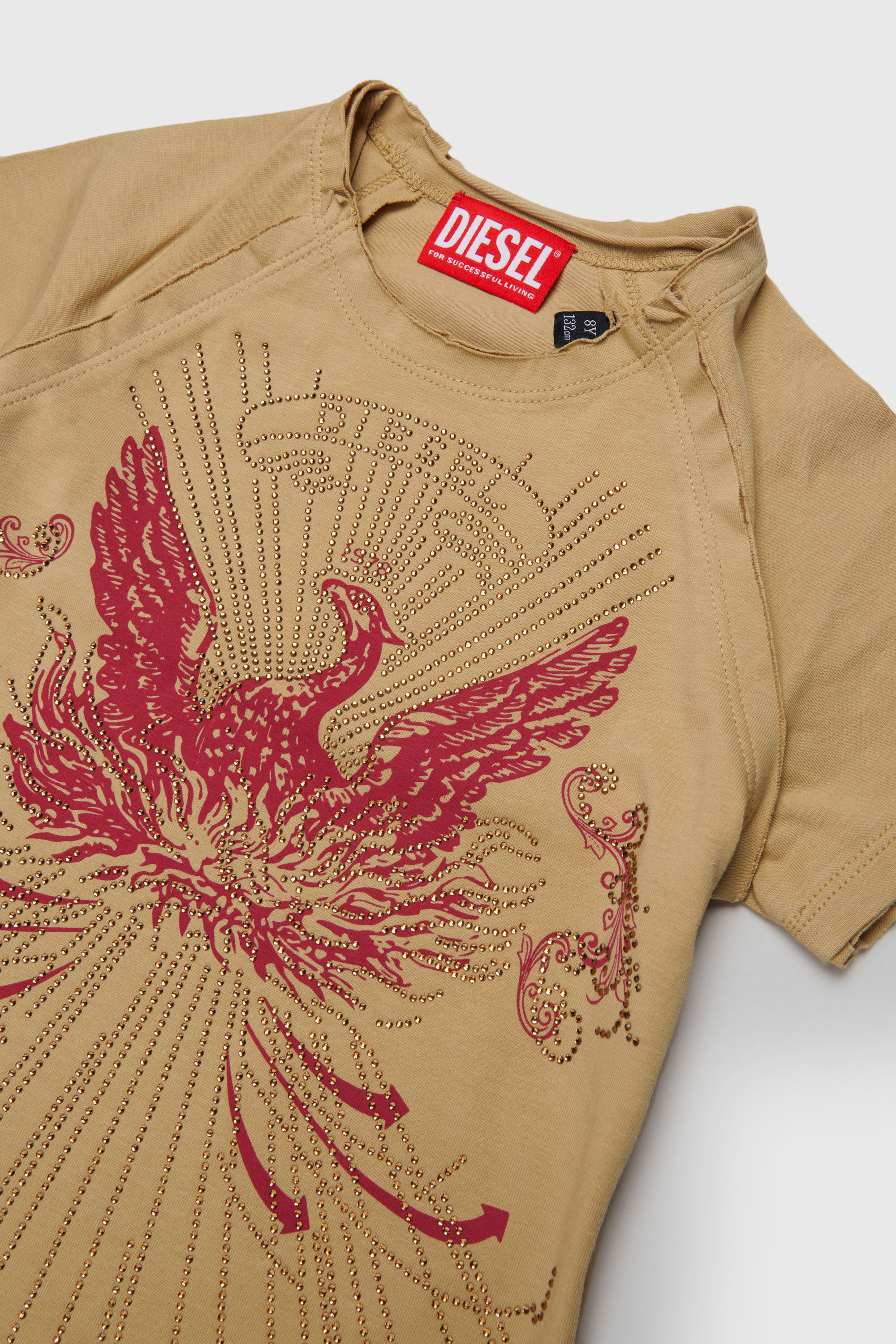 Diesel - TAROWEENA, Woman's T-shirt with embellished phoenix motif in Brown - 3