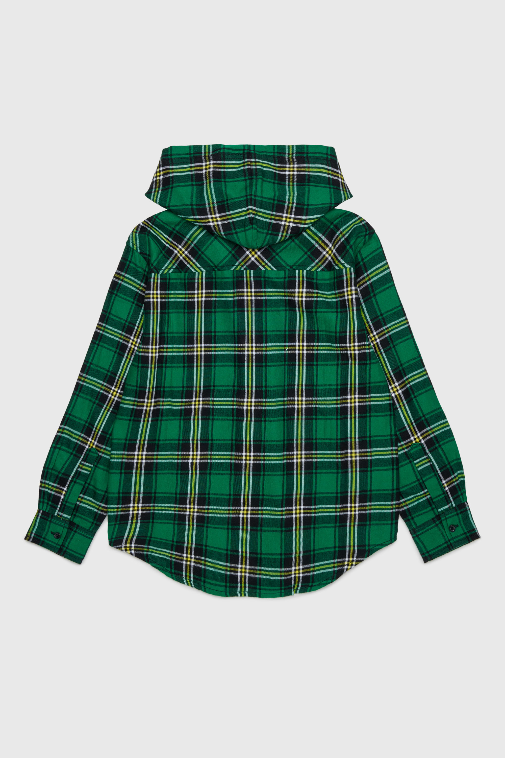 Diesel - CHECK OVER, Man's Hooded check shirt with Oval D embroidery in Green - 2