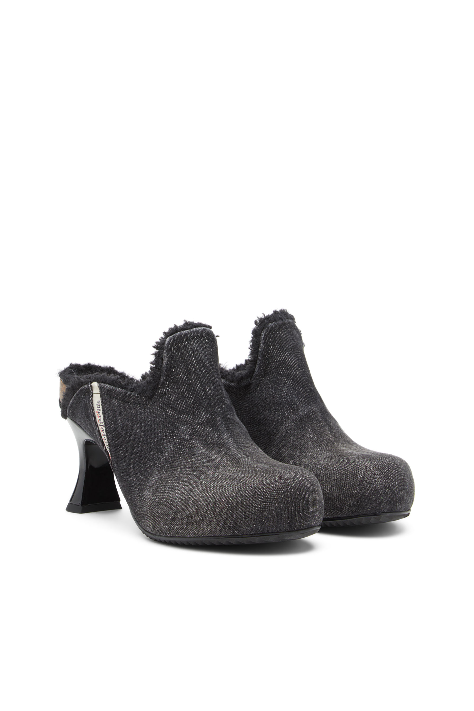 Diesel - D-WOODSTOCK ML W, Woman's D-Woodstock-Plush-lined denim mules in Black - 2