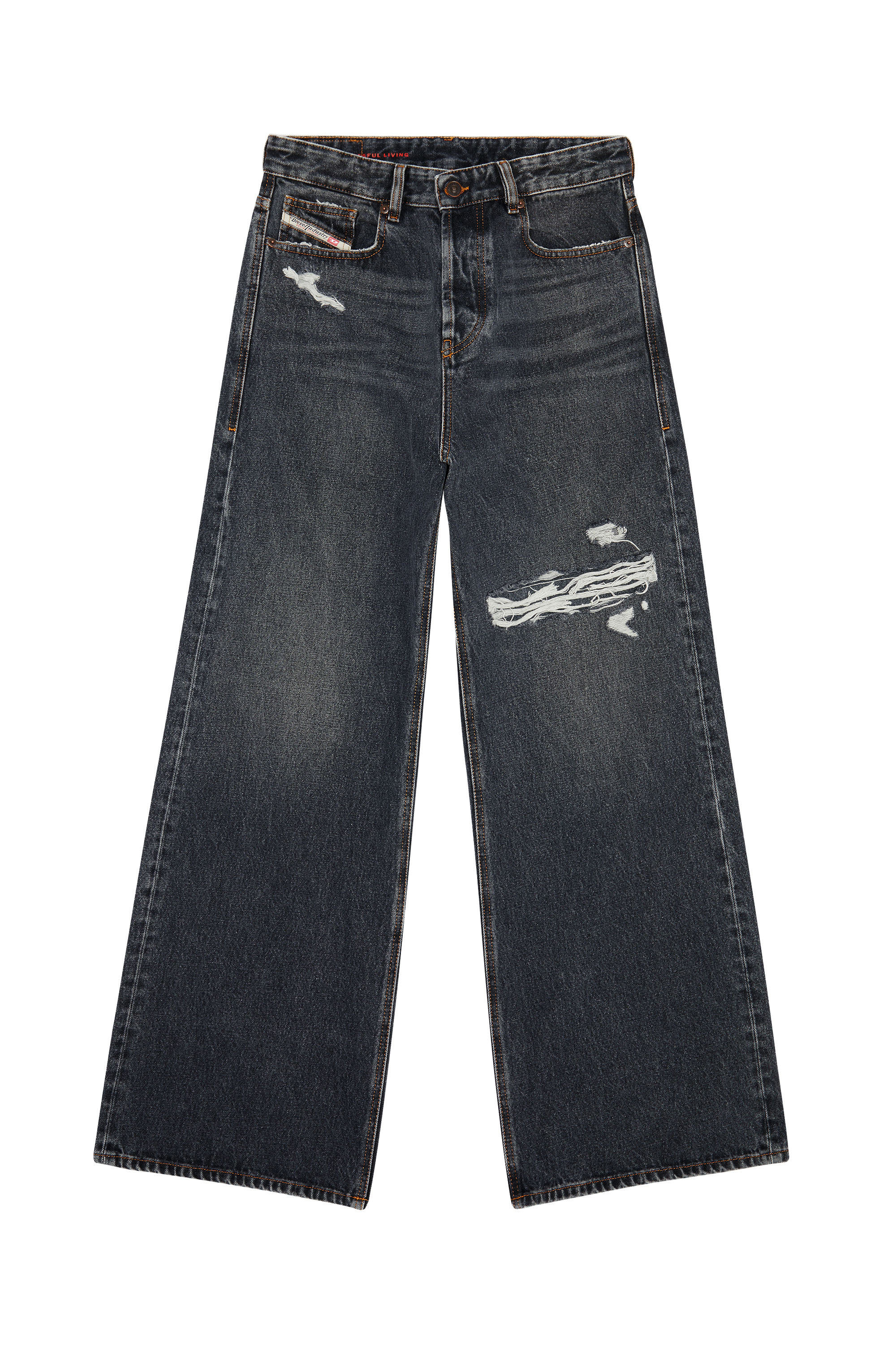 Diesel - Unisex's Relaxed Jeans 1996 D-Sire 007F6, Black/Dark grey - 3