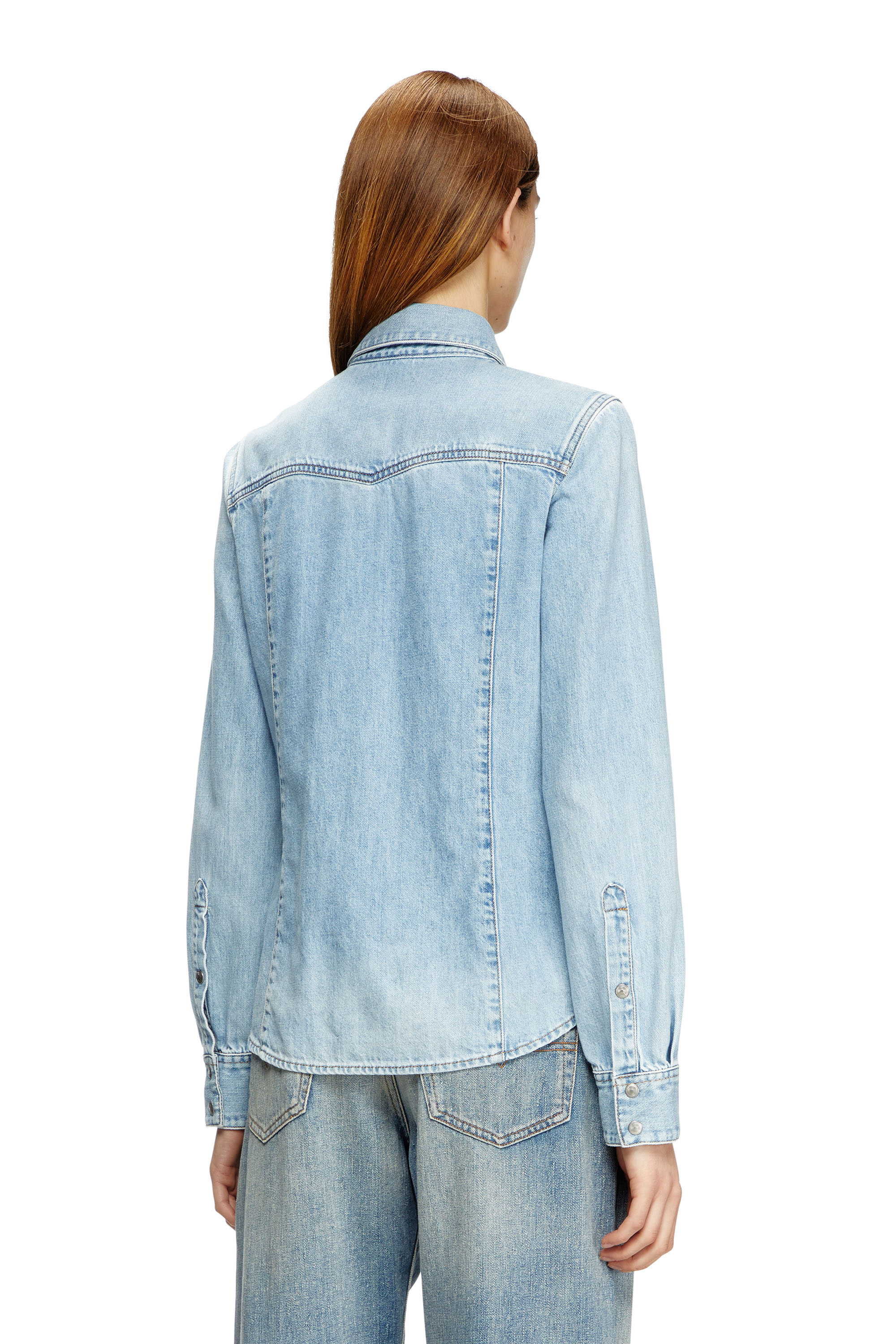 Diesel - DE-WAVES, Woman's Western shirt in denim in Light Blue - 1