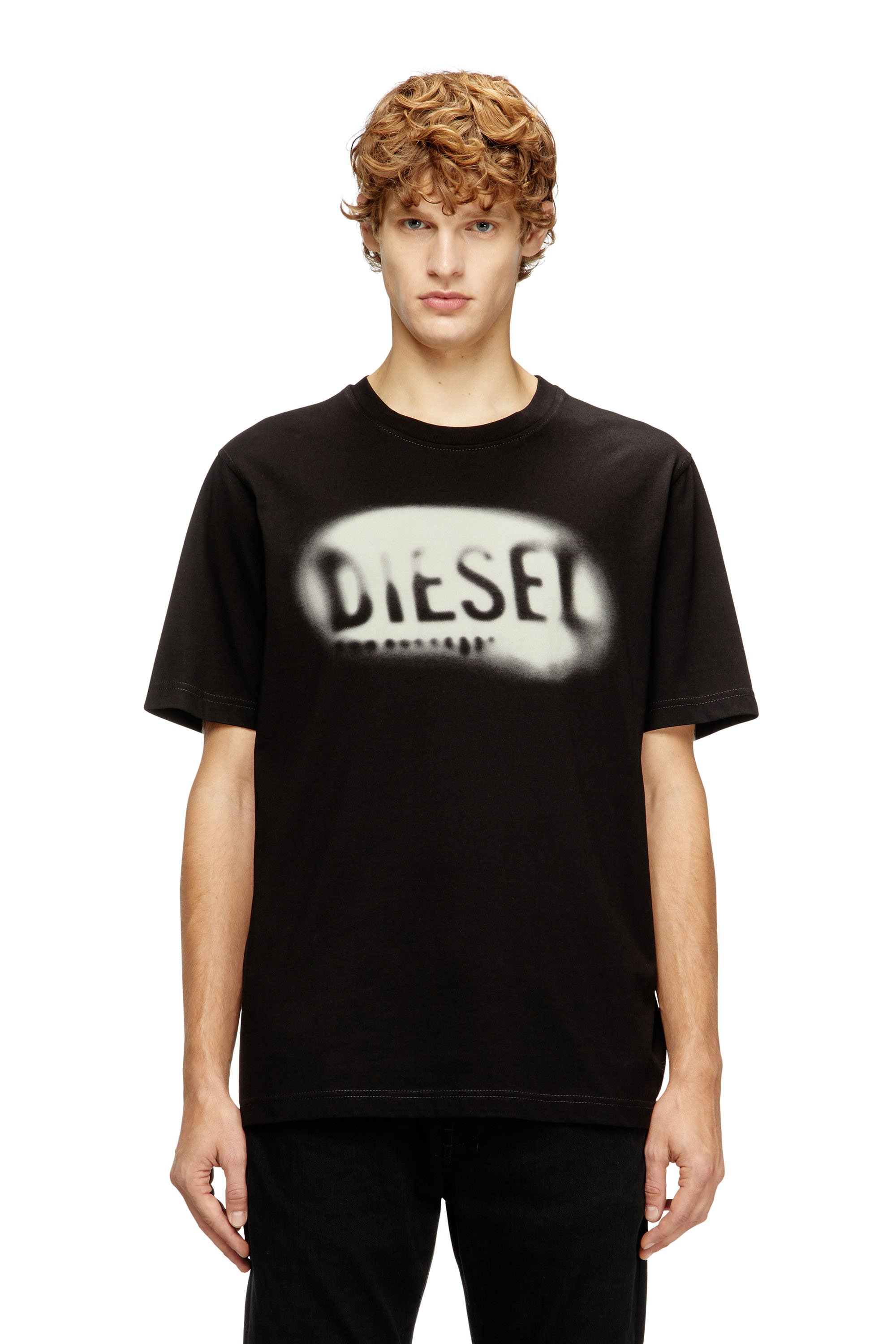Diesel - T-ADJUST-V2, Man's Light cotton T-shirt with faded logo in Black - 3