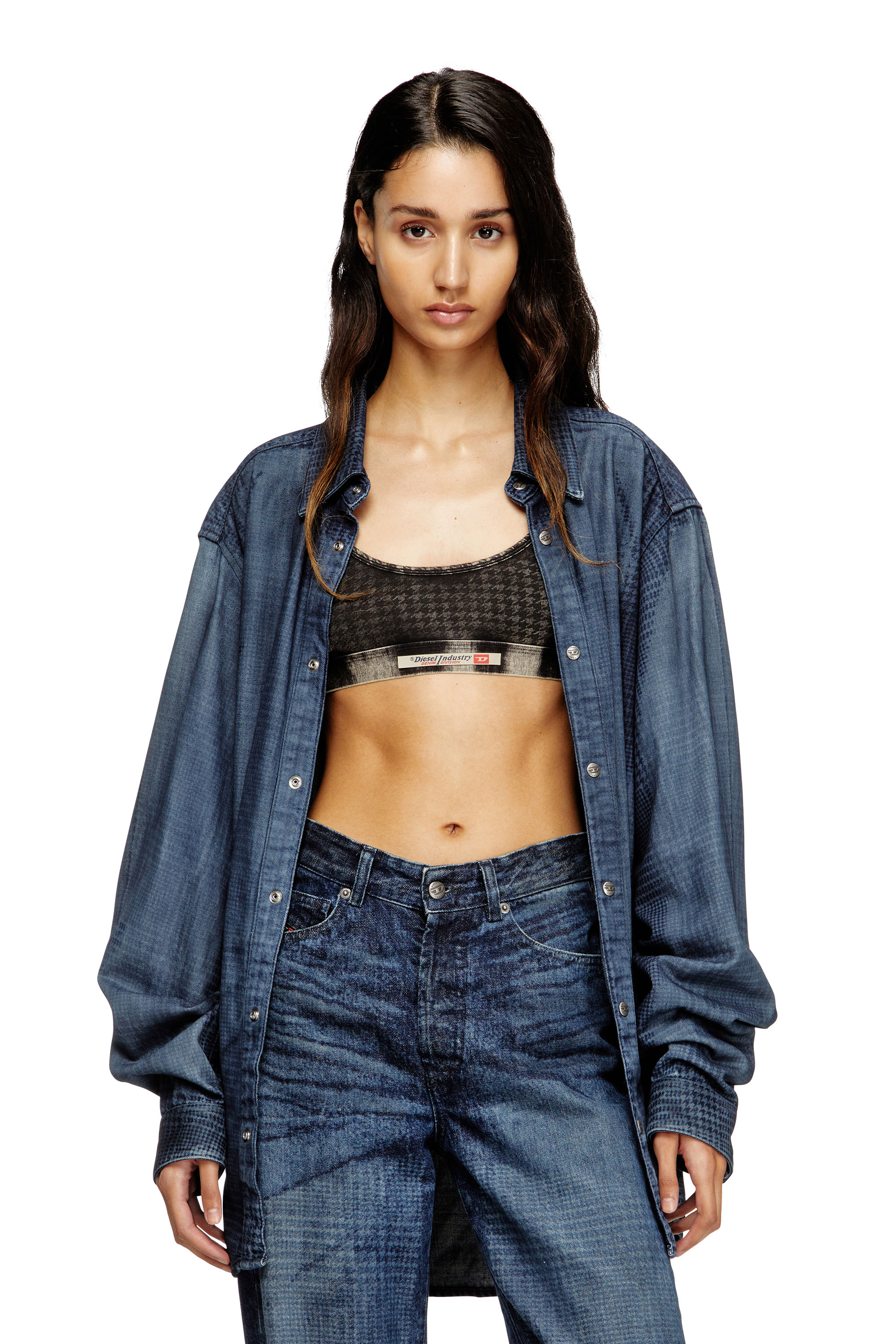 Diesel - ARIEL-DNM, Woman's Cotton bralette with all-over print in Dark grey - 4