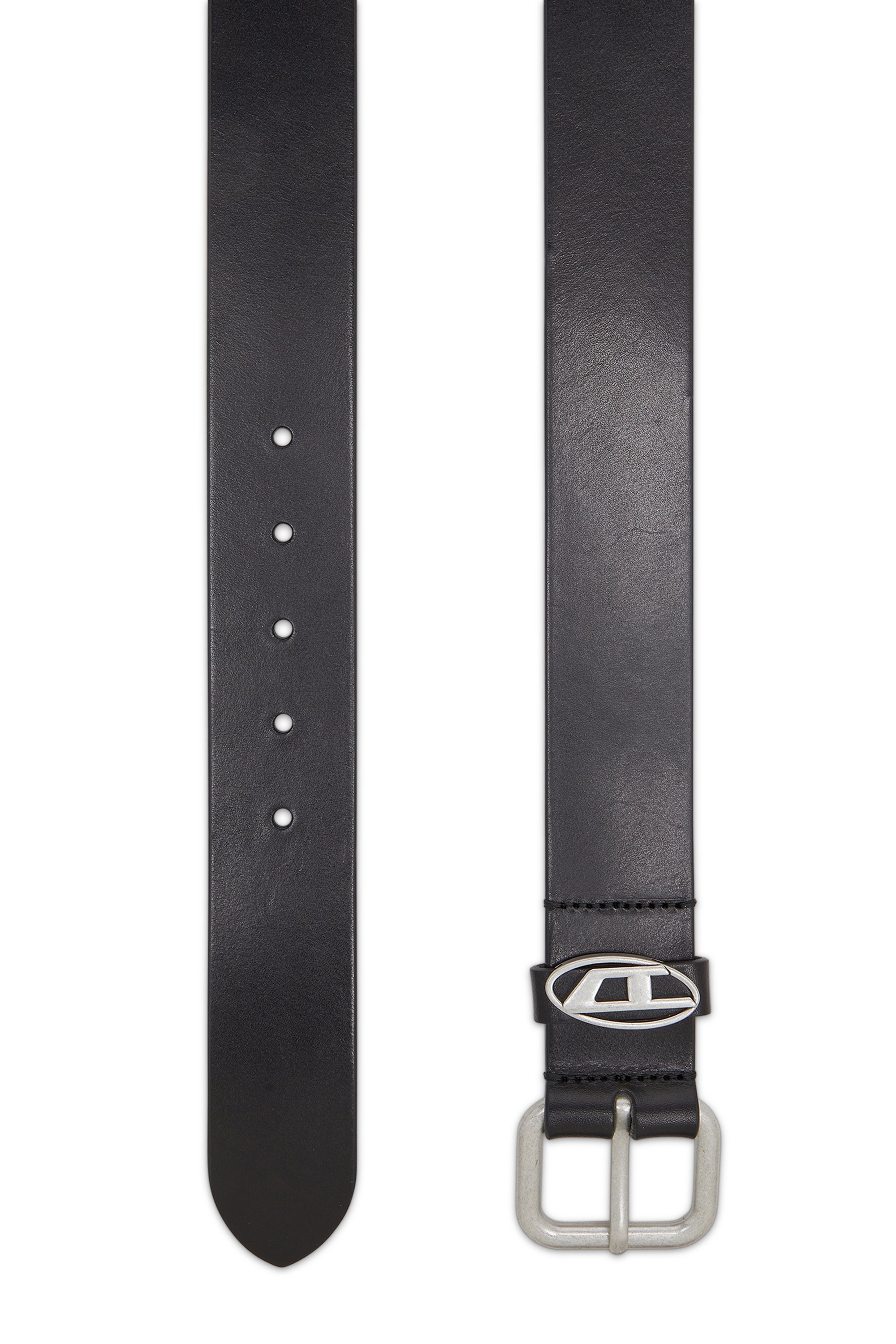 Diesel - B-1DR OVAL D LOOP, Unisex's 4 cm matte leather belt with metal buckle in Black - 2