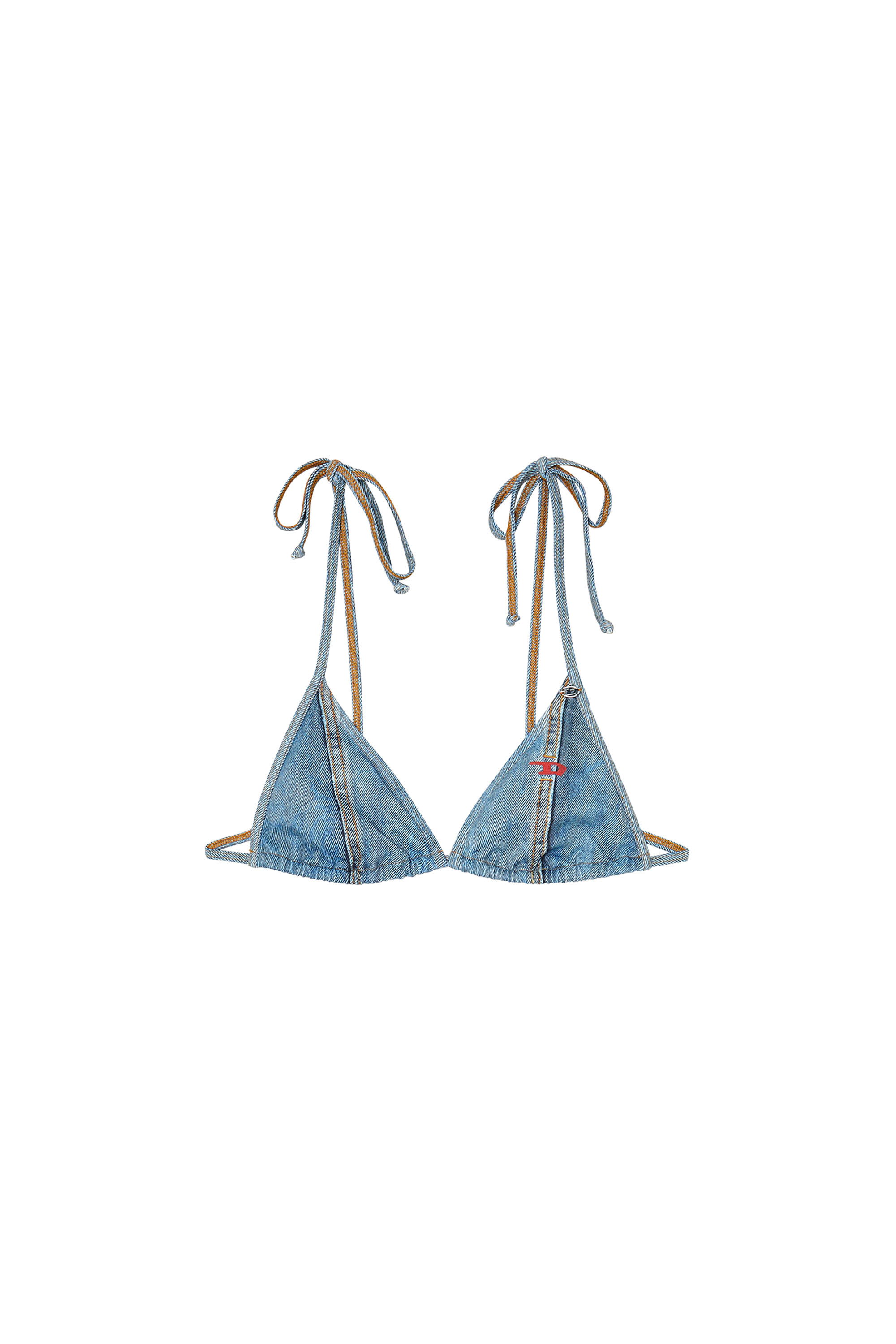 Diesel - TATIANA-DNM, Woman's Triangle bikini top with denim trompe l'oeil in null - 4