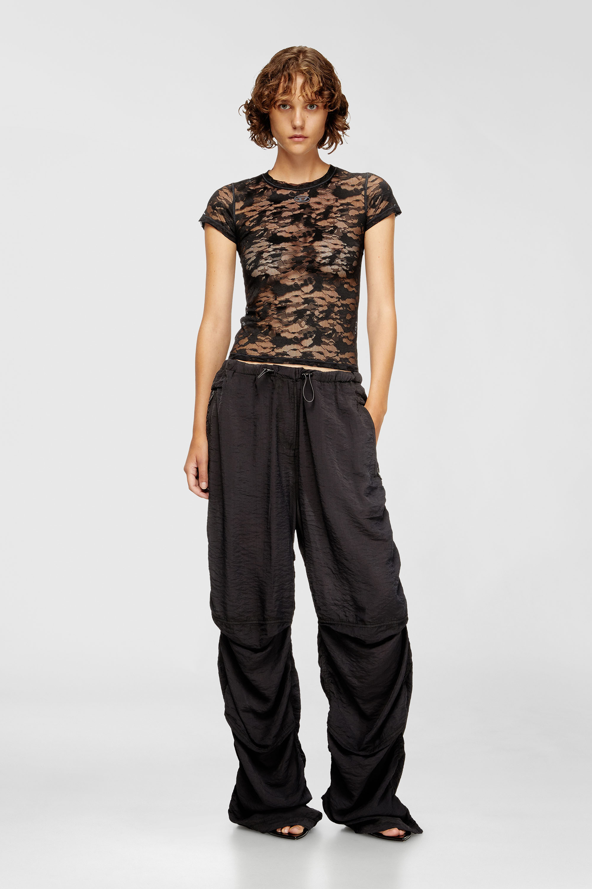 Diesel - KASIA-UTLT, Woman's Camo lace T-shirt in Black - 6