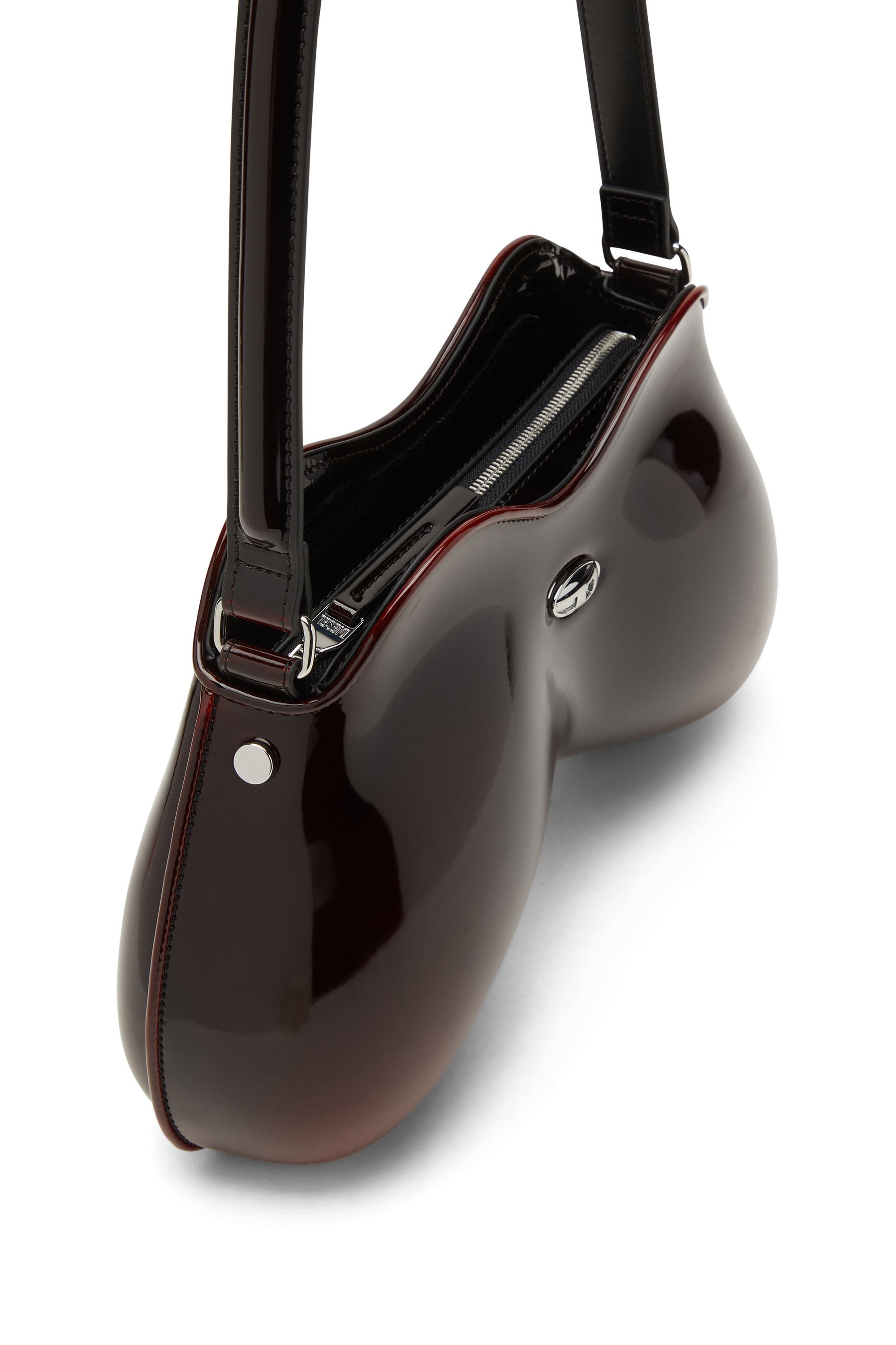 Diesel - DOUBLE-D SHOULDER, Woman's Double-D-Rigid shoulder bag in dégradé glossy PU in Burgundy - 4