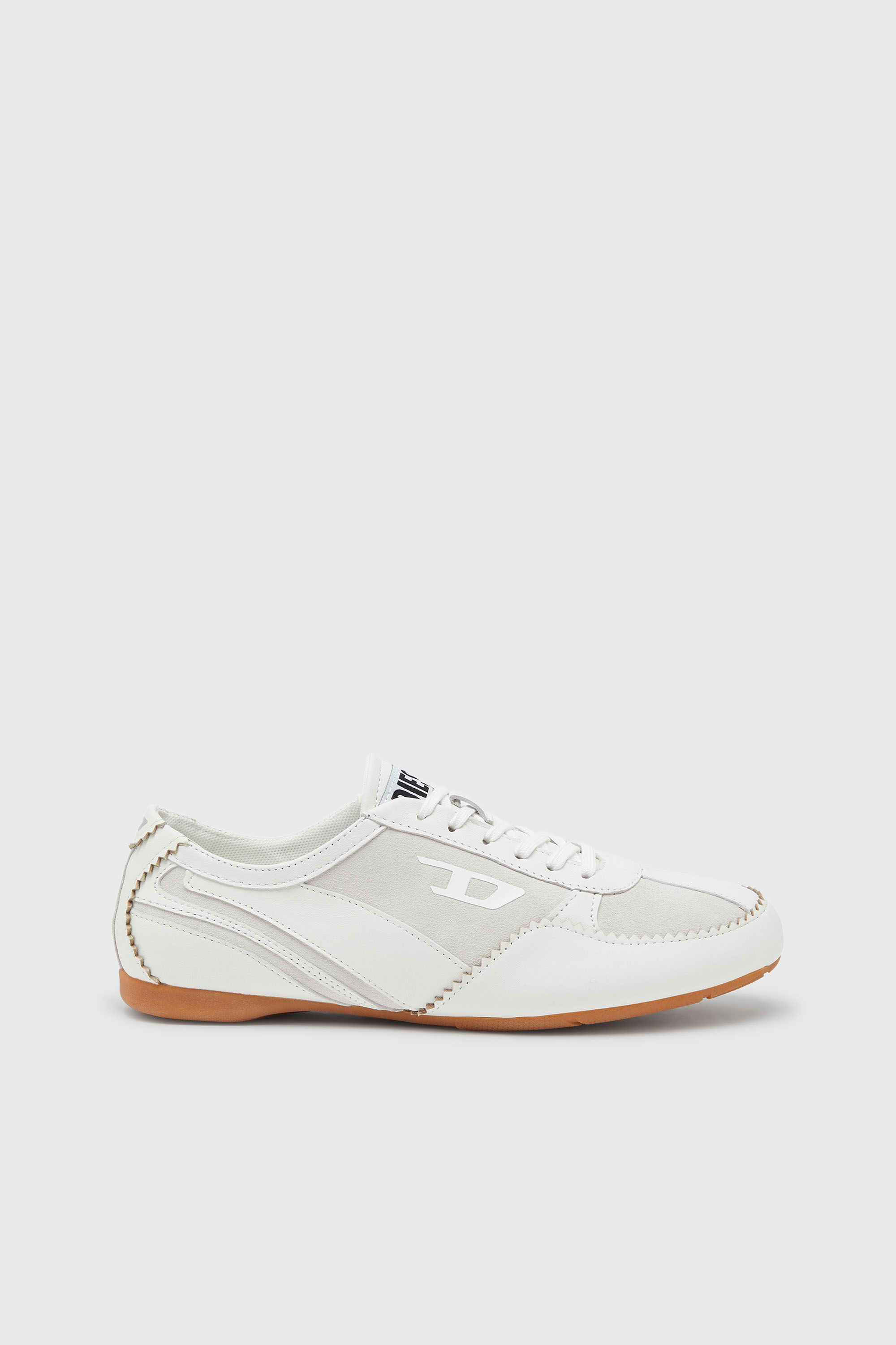 Diesel - D-MILE LOW W, Woman's D-Mile-Flat sneakers in leather and suede in White - 1