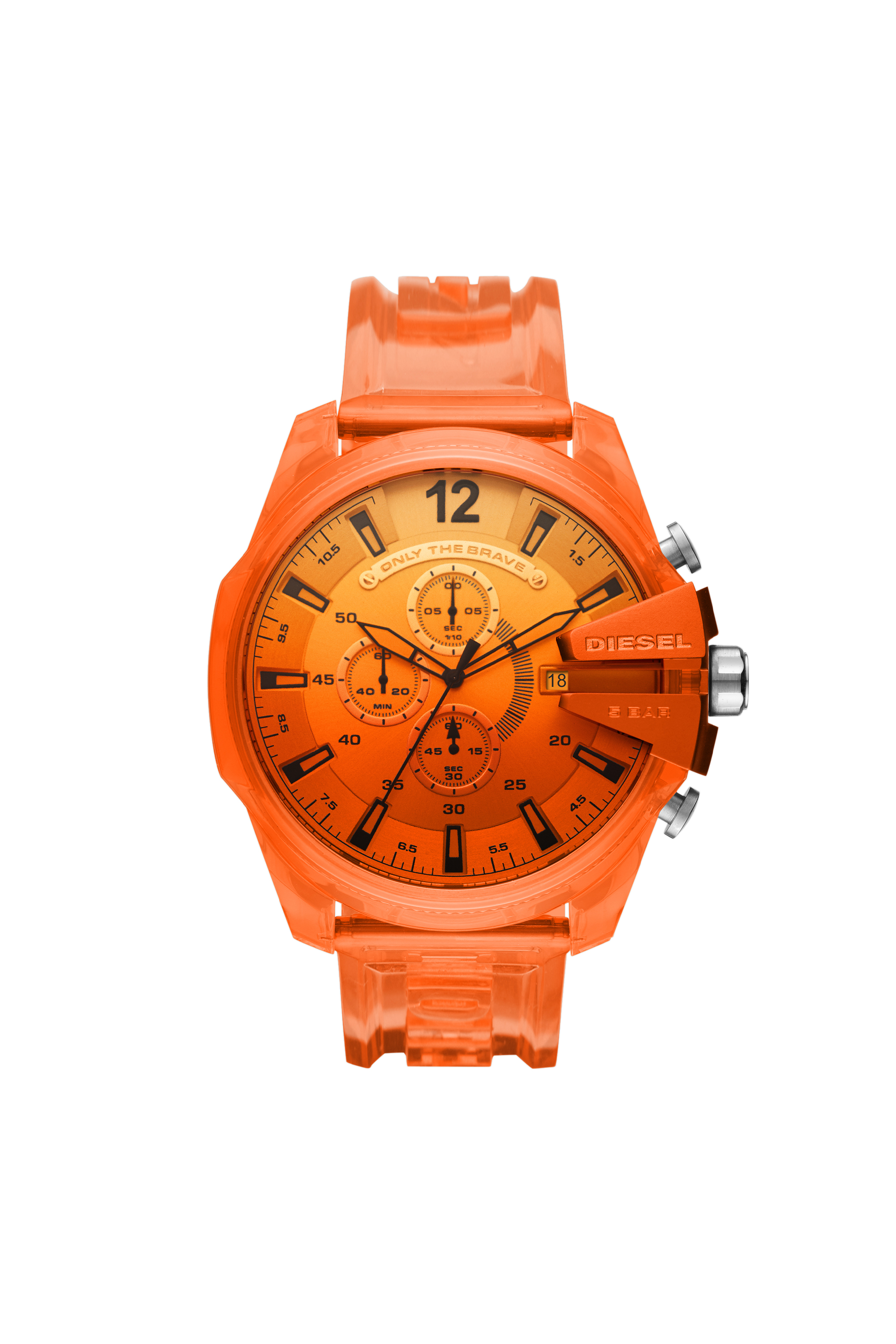 Diesel - DZ4533, Man's Mega Chief chronograph orange polyurethane watch in Orange - 1