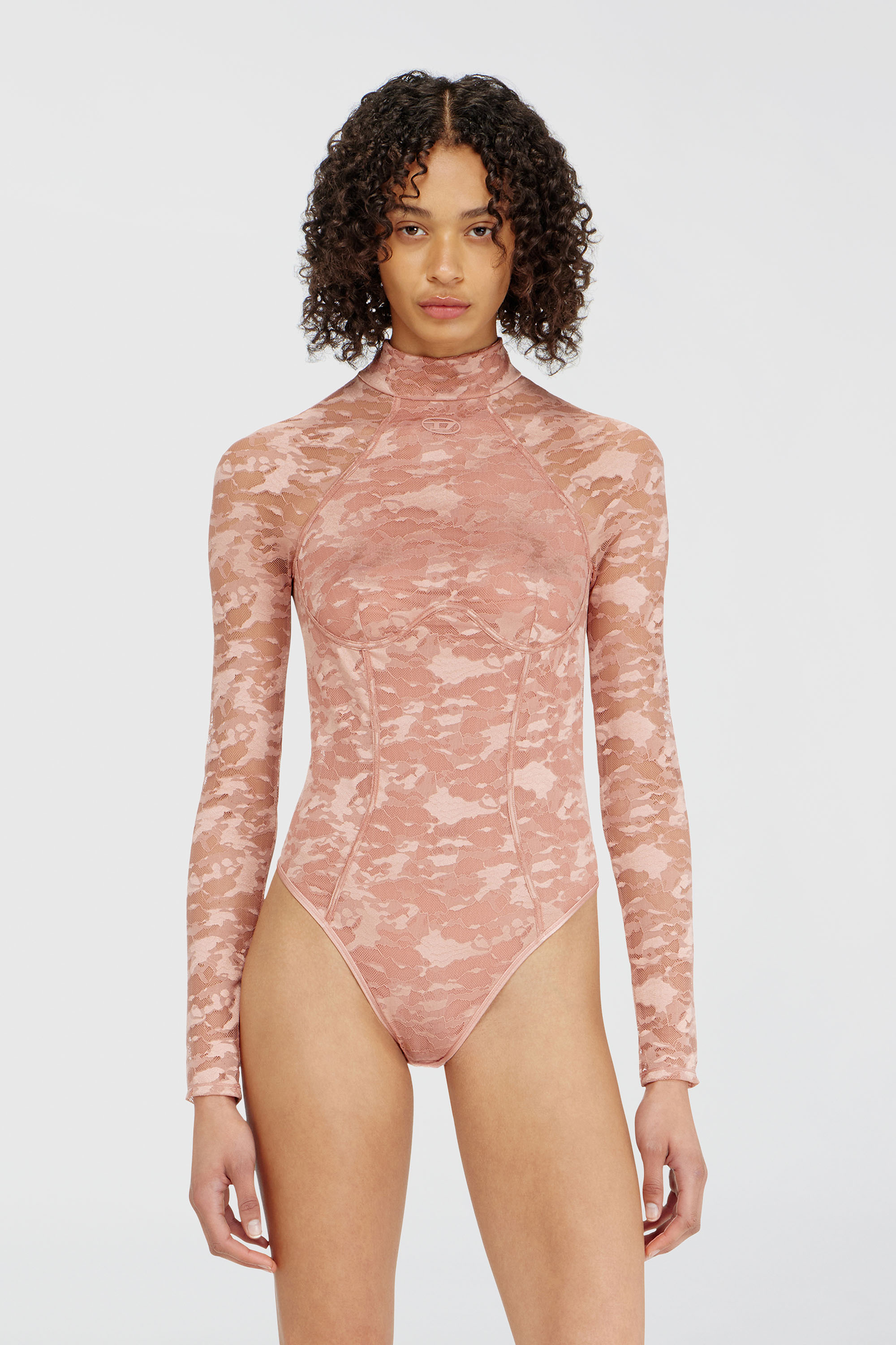 Diesel - VIVIAN-UTLT, Woman's Bodysuit in nylon lace with open back in Nude - 1