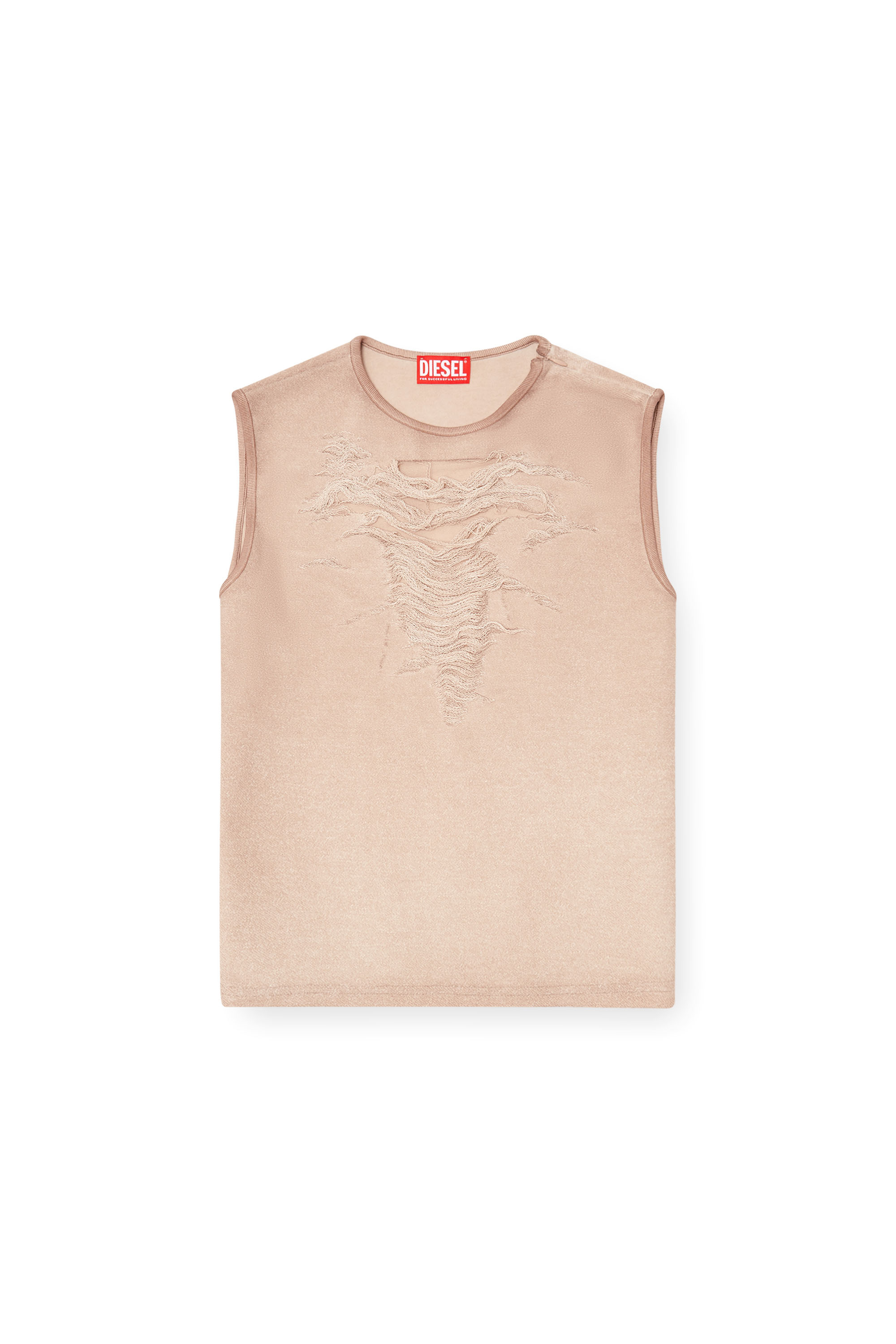 Diesel - T-YASY-S1, Woman's Sleeveless top with devor&eacute; threads in Pink - 2