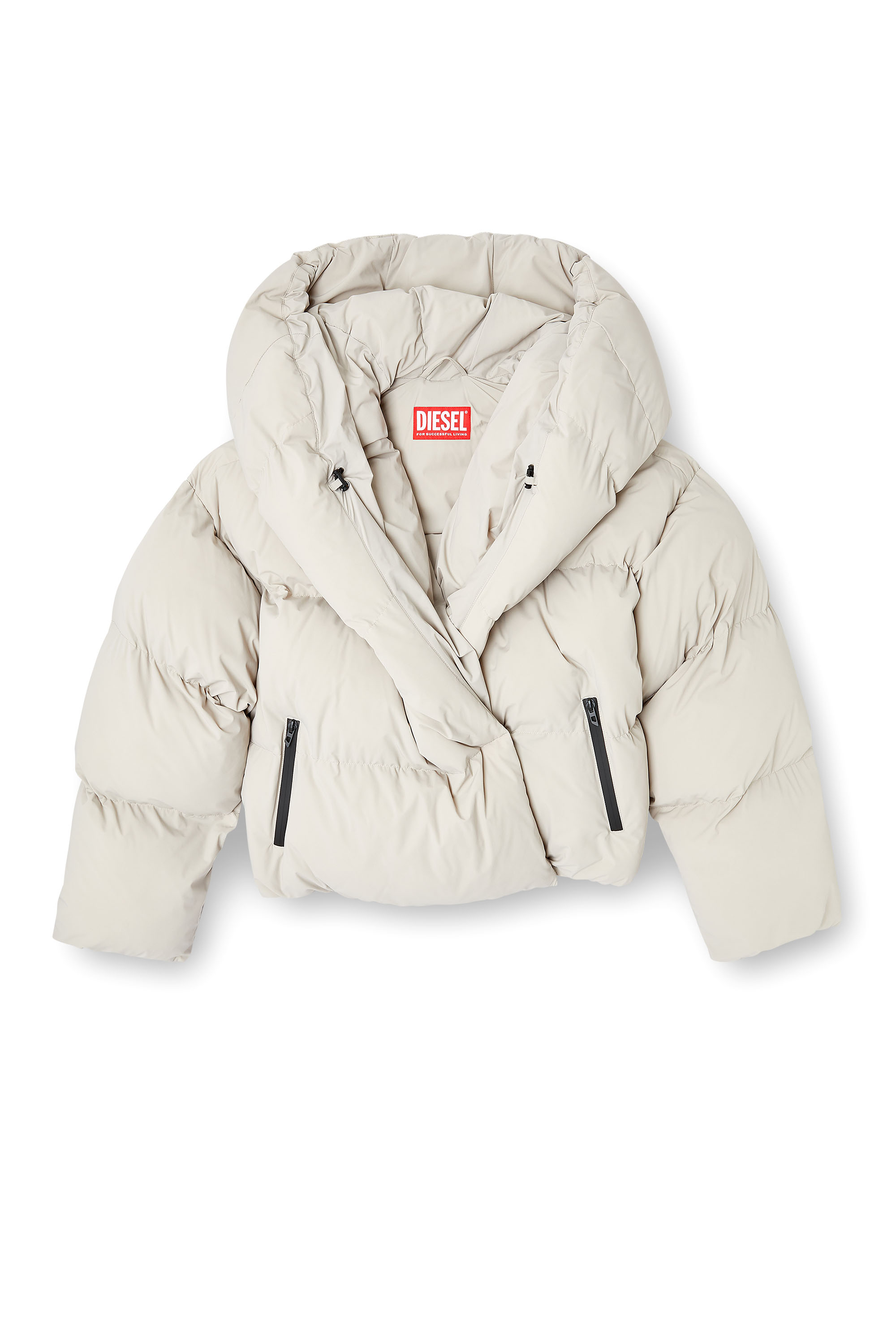 Diesel - W-ILEY-T1, Woman's Wrap puffer in bi-stretch nylon in Beige - 2