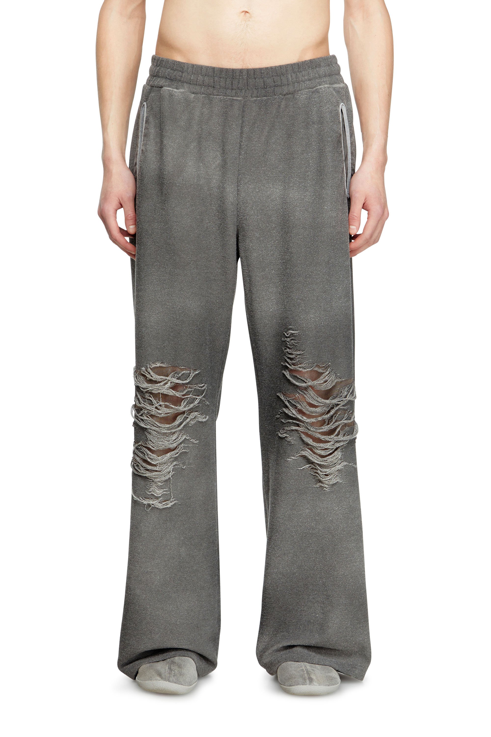 Diesel - P-PERCY, Man's Track pants with distressed front in Grey - 2