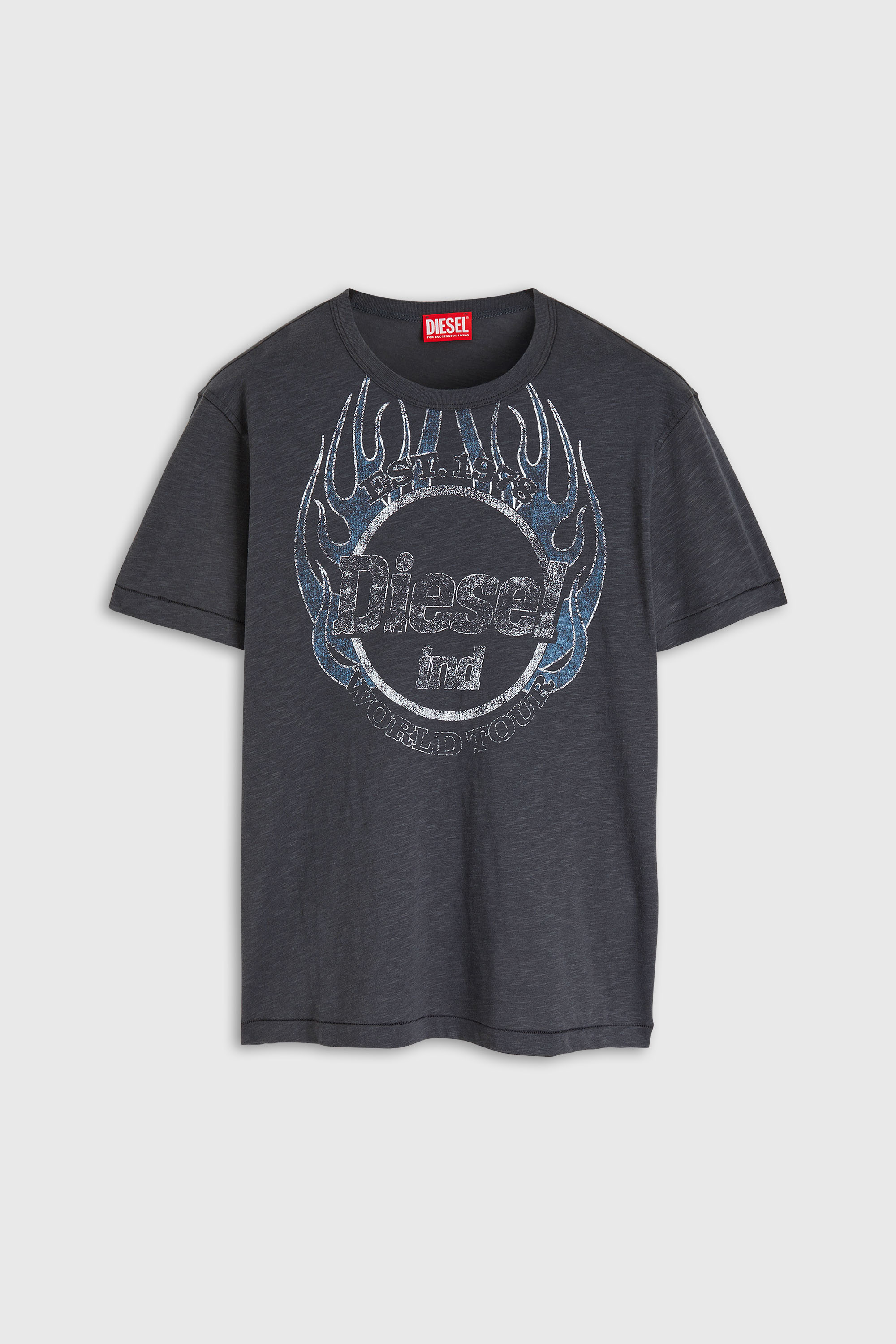 Diesel - T-NOTS, Man's T-shirt in slub-jersey with crack print in null - 4