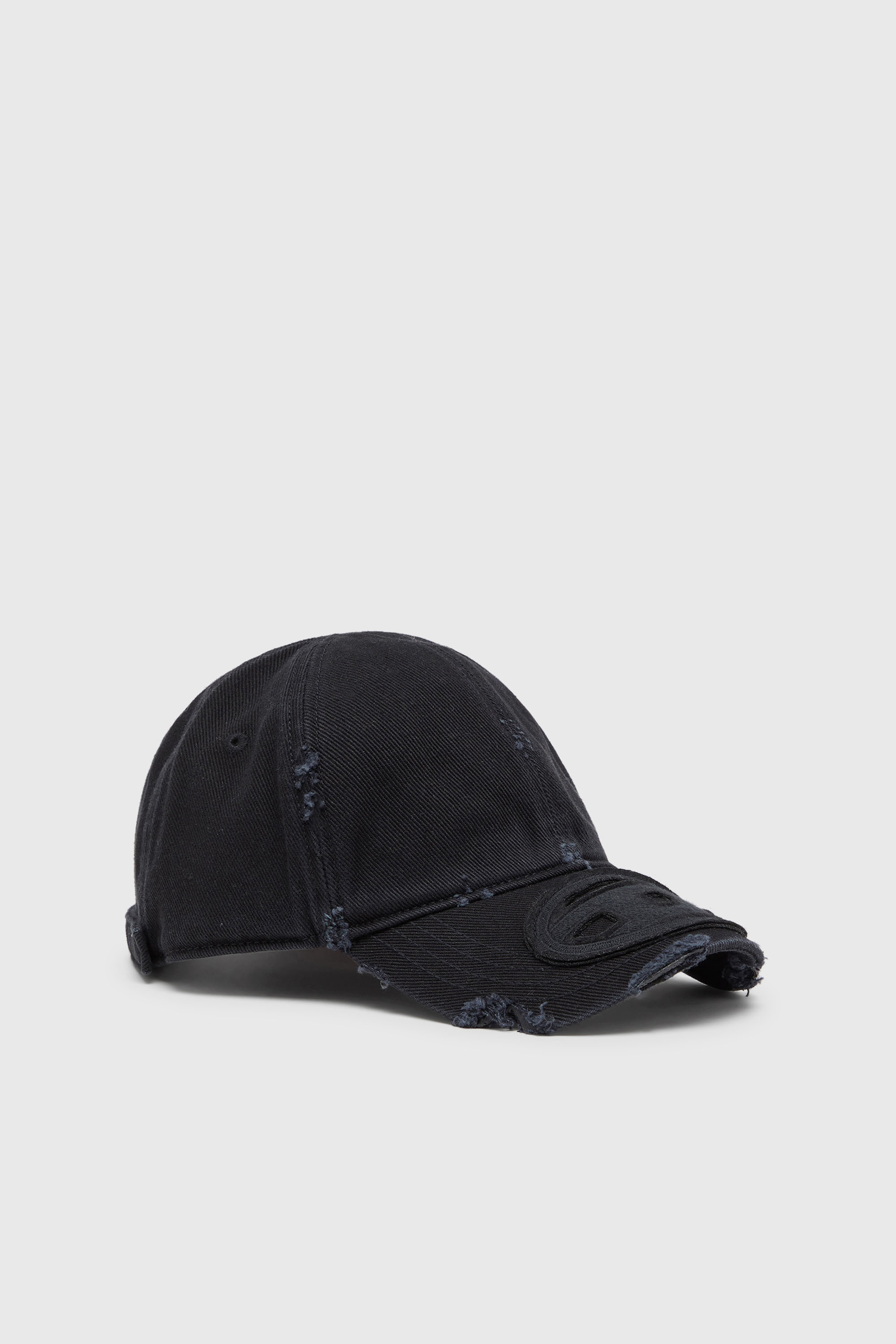 Diesel - C-BIGDOV, Man's Cotton twill cap with distressed details in Black - 1