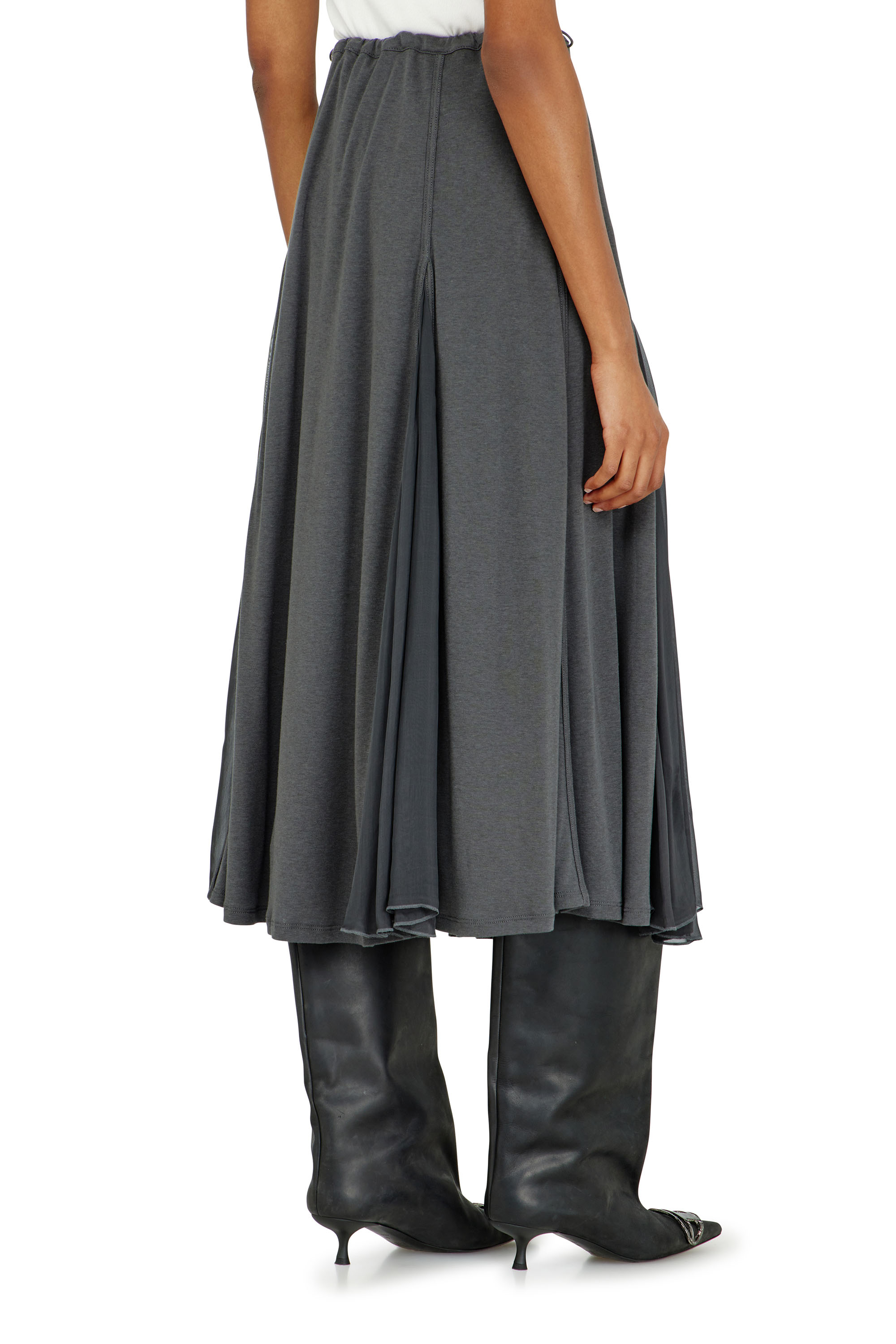 Diesel - O-LONGREI, Woman's Midi skirt in ribbed jersey and chiffon in null - 3