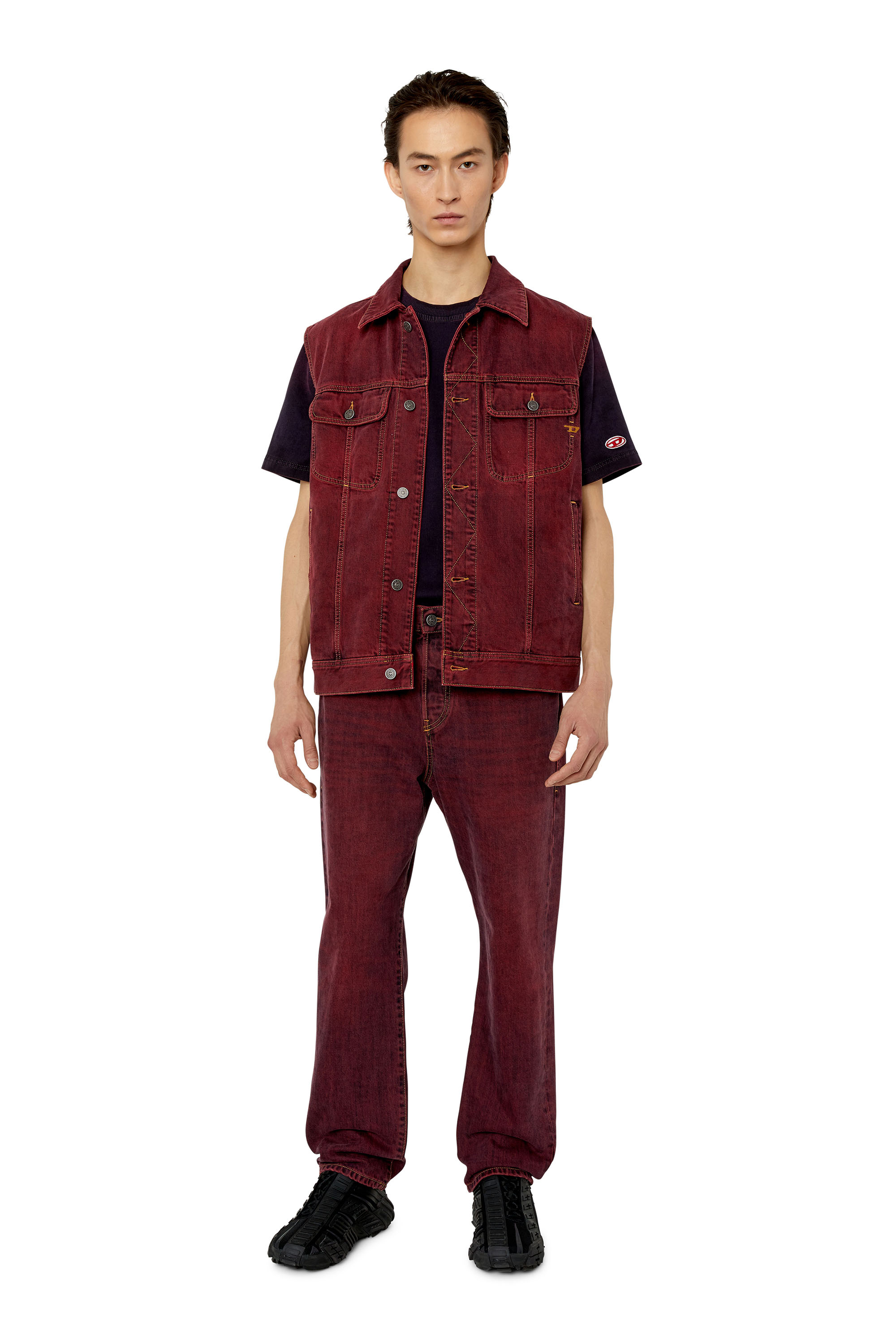 Diesel - 2020 D-Viker 09H01 Straight Jeans, Burgundy - Image 2