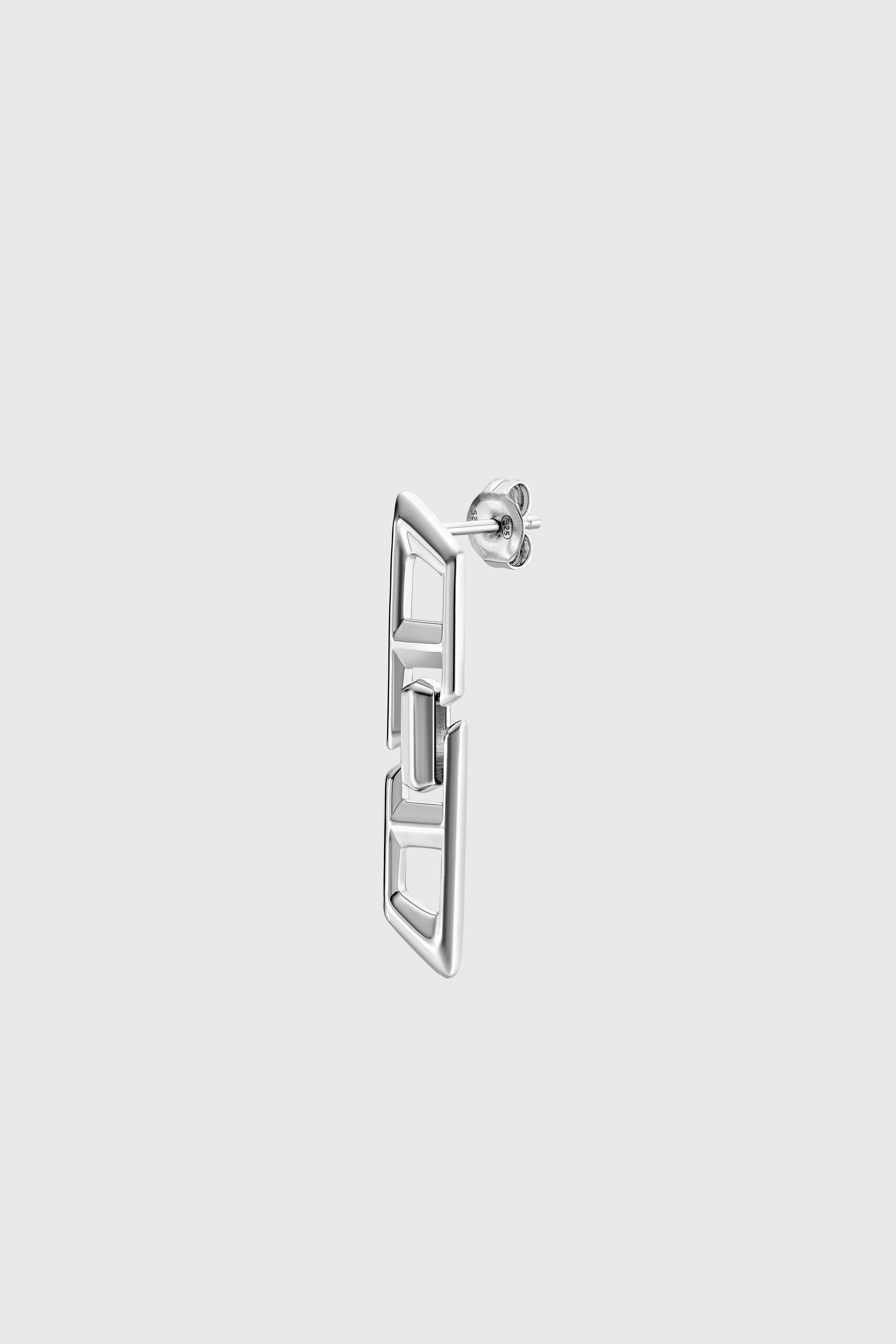 D Logo Sterling Silver Drop Earring