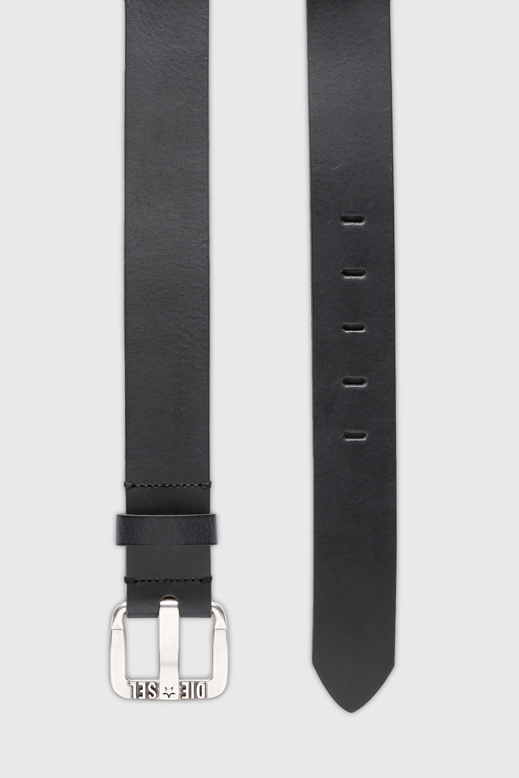 Diesel - B-STAR II, Man's 3.9cm leather belt with metal star logo buckle in Black - 3