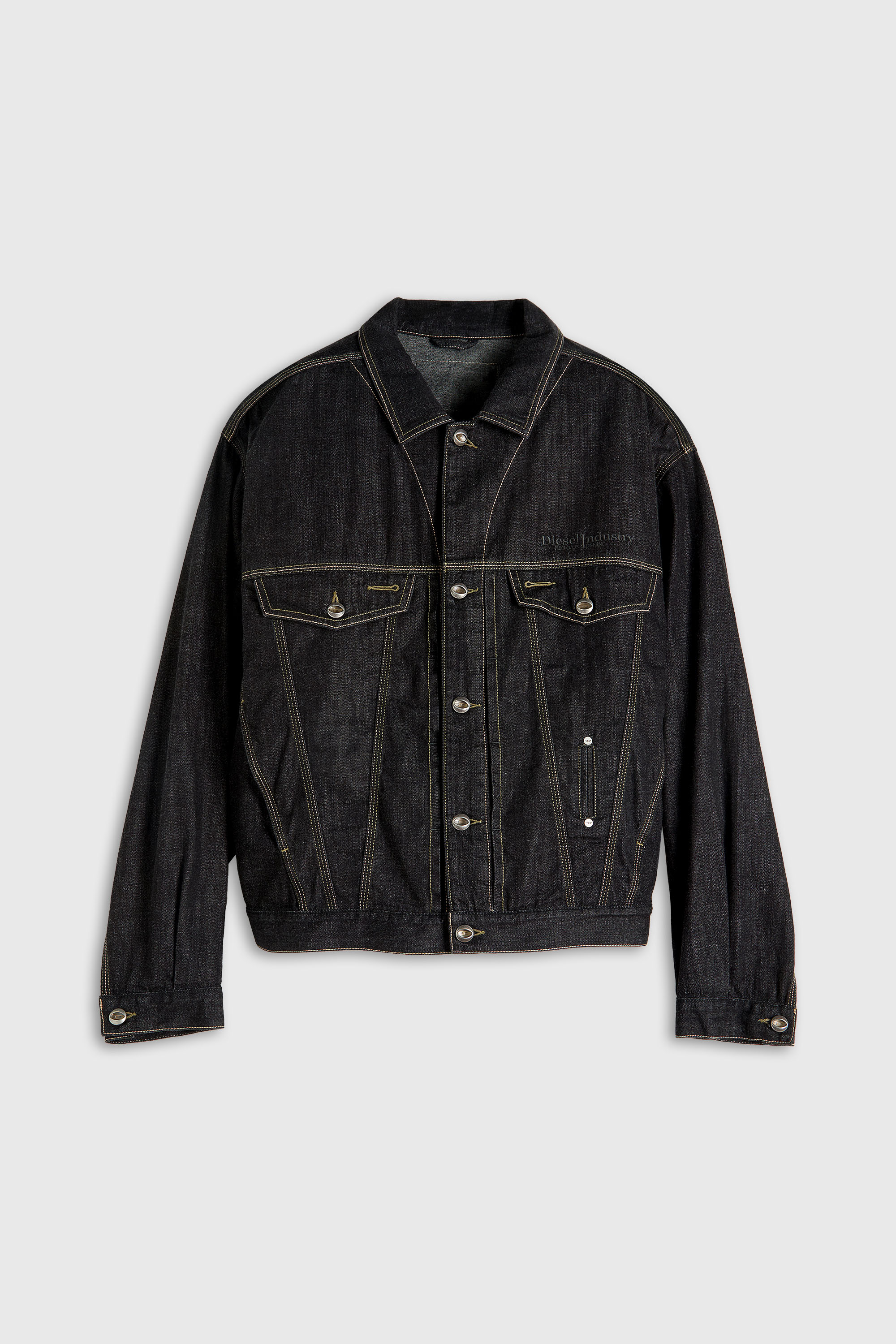 Diesel - D-DENVER, Unisex's Trucker jacket in rinse denim in Black/Dark grey - 2