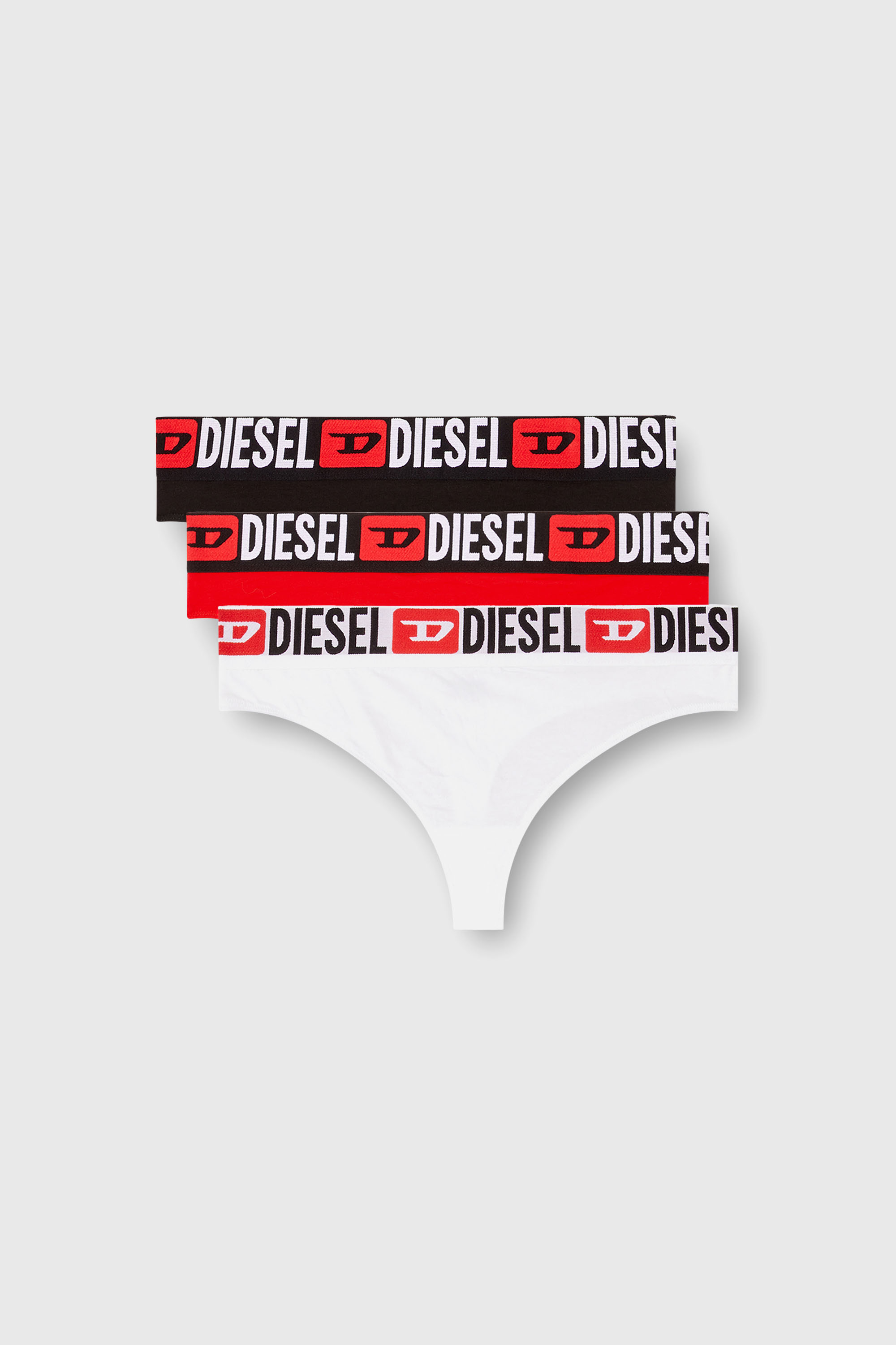 Diesel - UFST-STARS-THREEPACK, Woman's 3-pack thongs with logo waist in Black/Red - 1