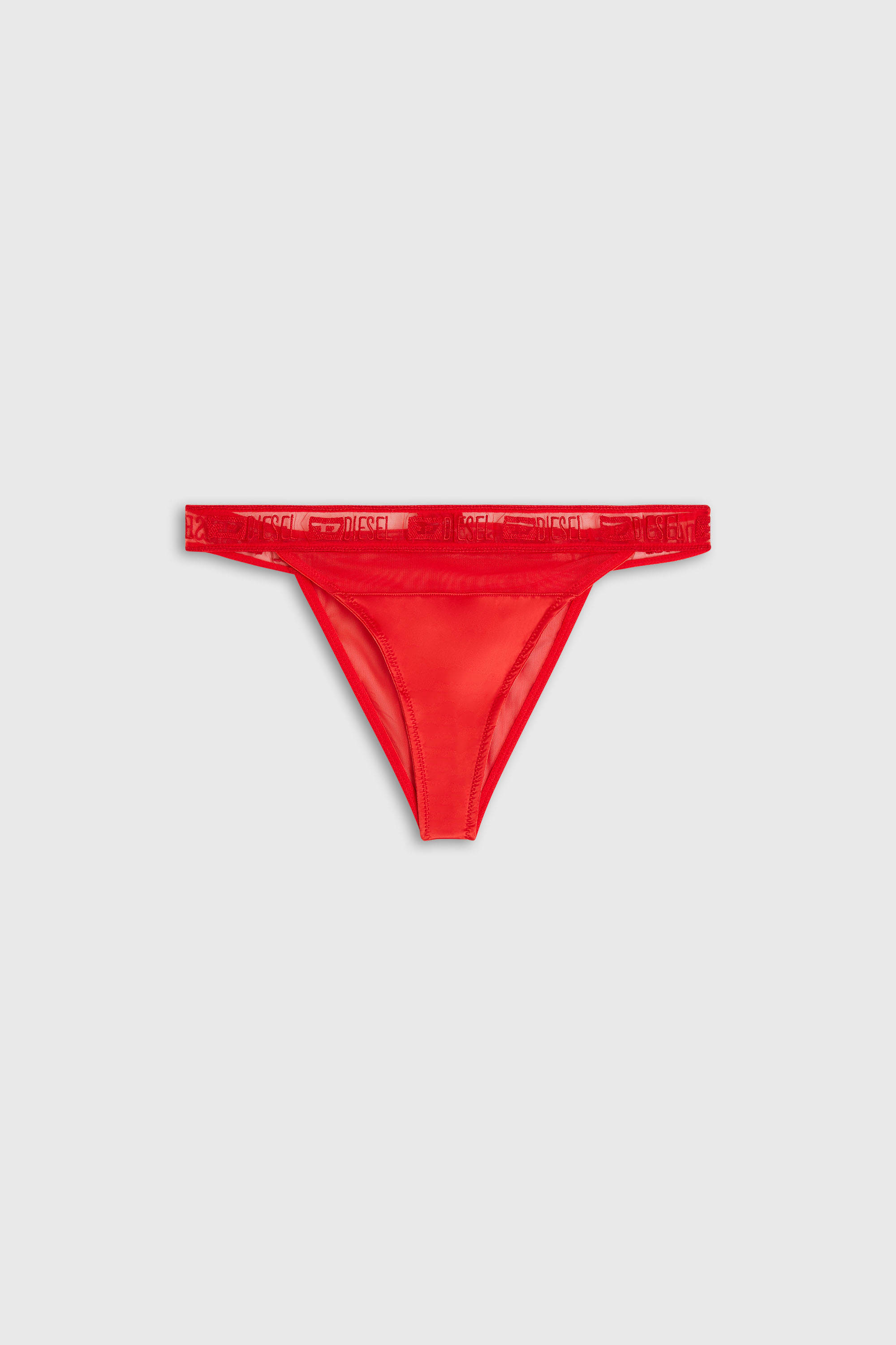 Diesel - KARINE-GFT, Woman's Briefs in stretch satin with logo mesh trim in Red - 2