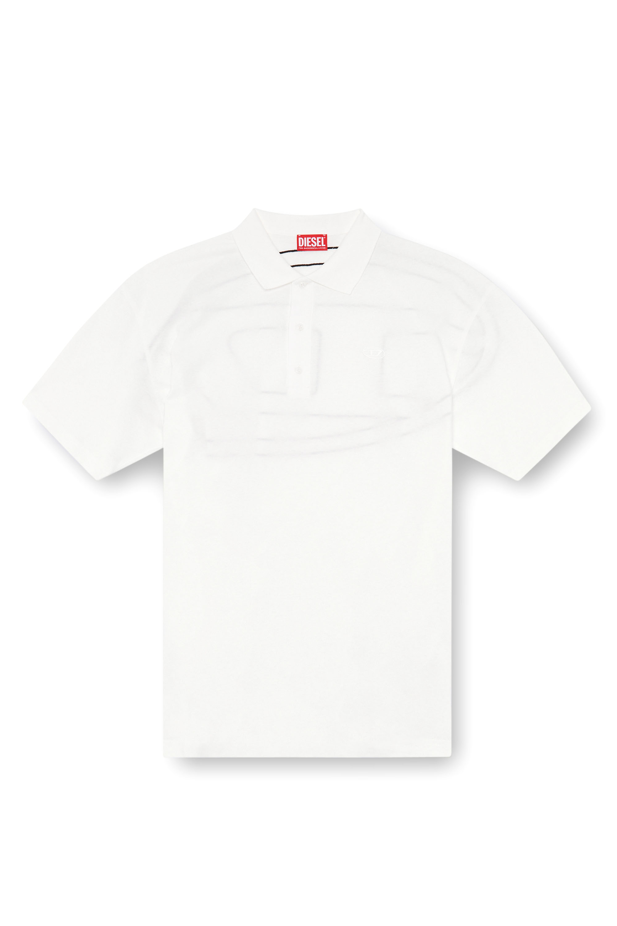 Diesel - T-VORT-MEGOVAL-D, Man's Polo shirt with maxi oval D embroidery in White/Black - 4