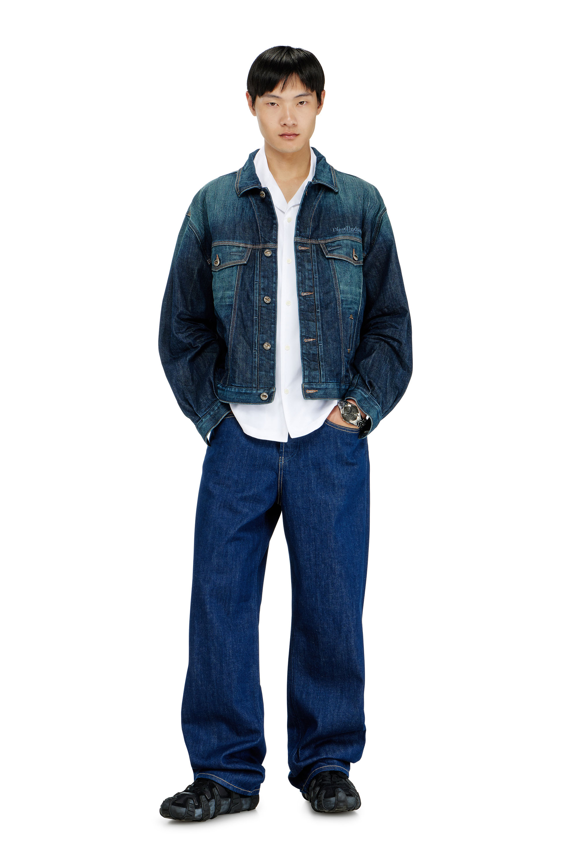 Diesel - S-MAC-GSBH, Man's Stretch poplin shirt with Oval D embroidery in White - 2