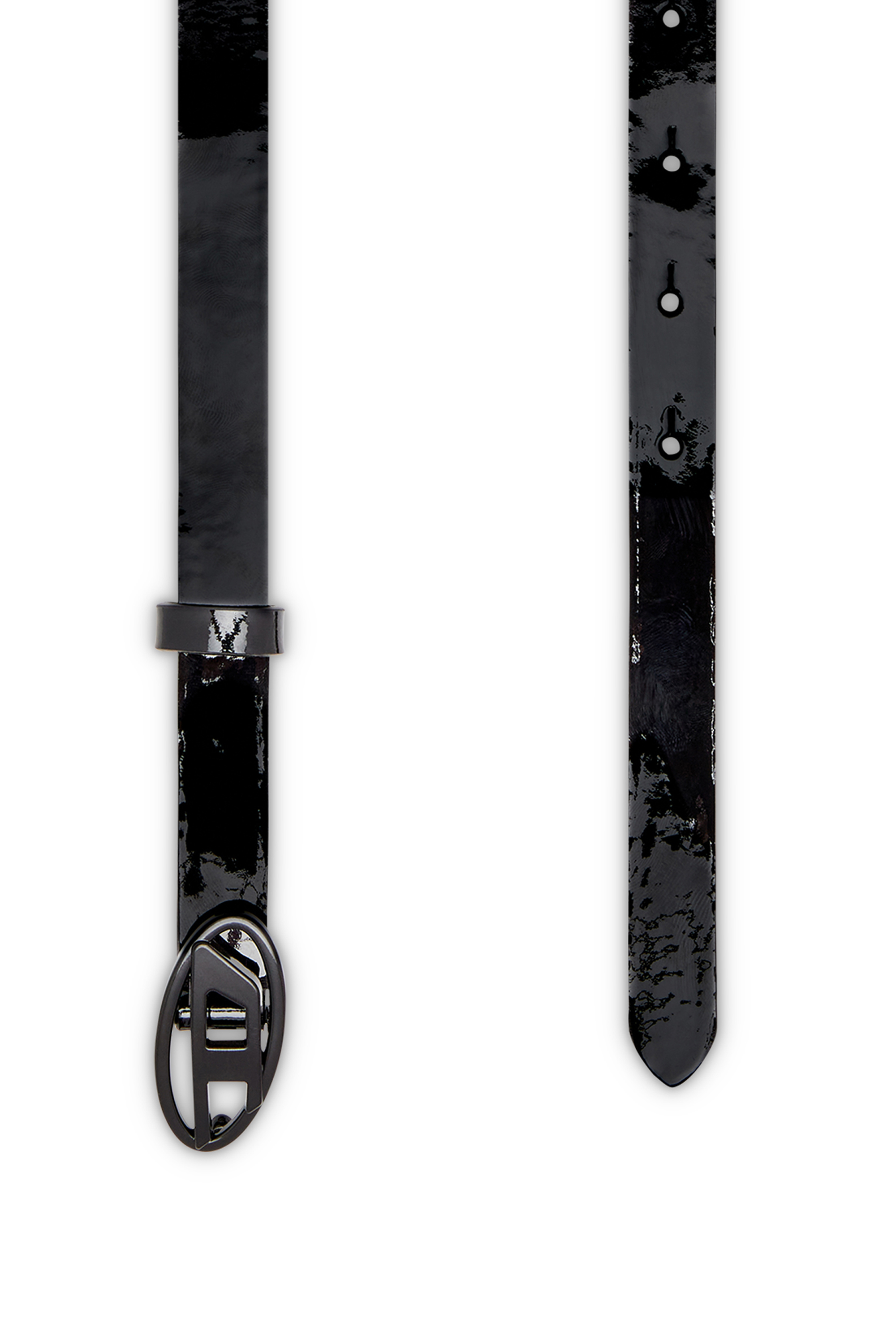 Diesel - B-PLAY 15, Woman's 1.5cm slim belt in glossy leather in Black - 2