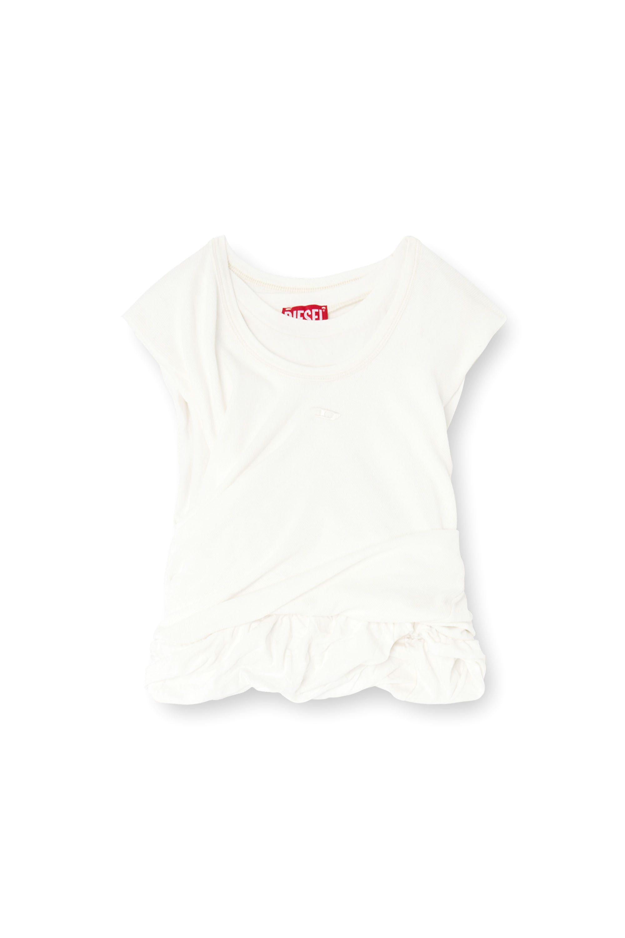 Diesel - T-WISHER-RIB-PL, Woman's Rucked-up tank top in double-layer jersey in White - 2
