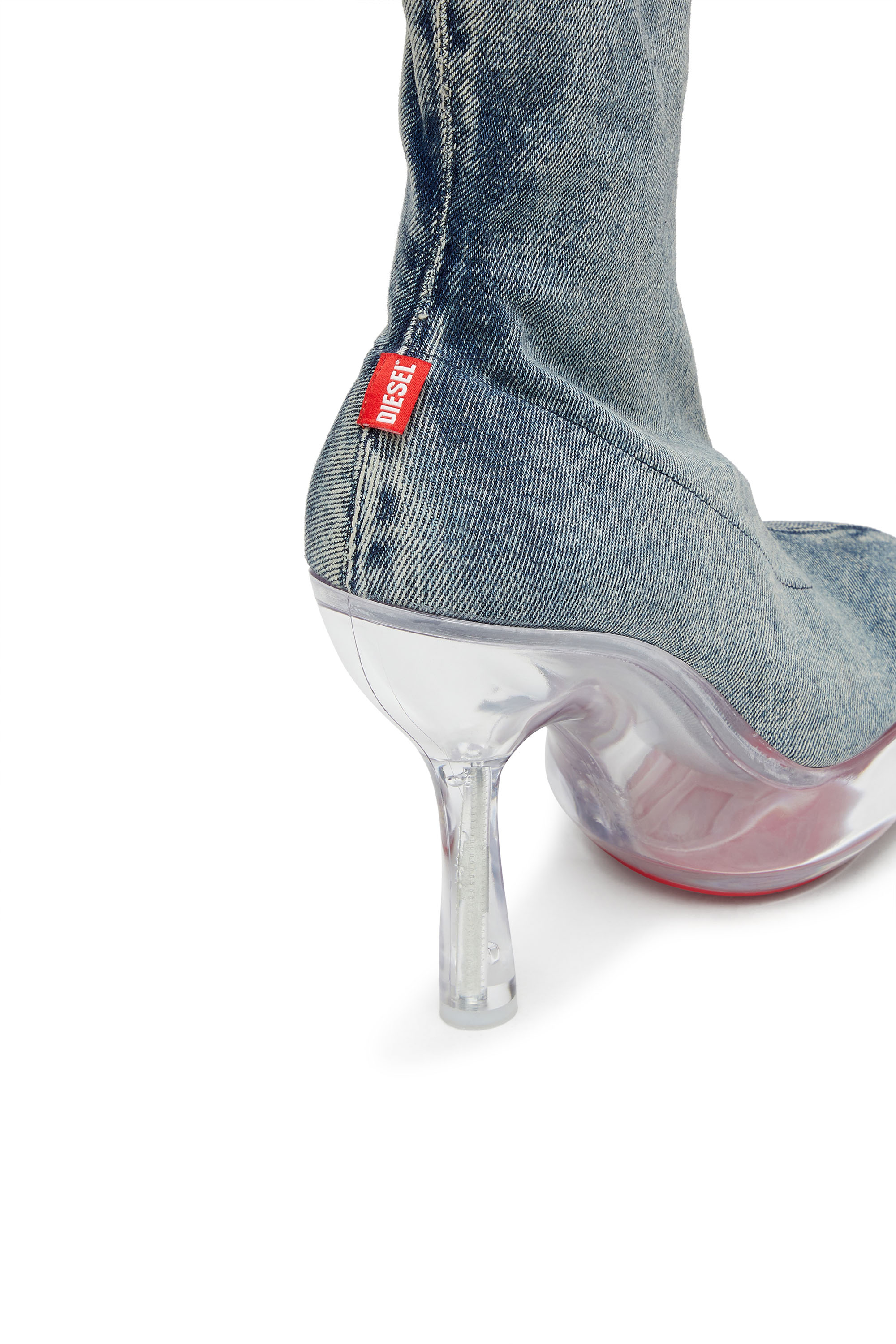 D-LAKE PLATFORM MIDB ZIP  STRETCH, Medium blue Diesel - D-LAKE PLATFORM MIDB ZIP  STRETCH, Woman's D-Lake-Platform ankle boots in denim and plexiglass in Medium blue - 4