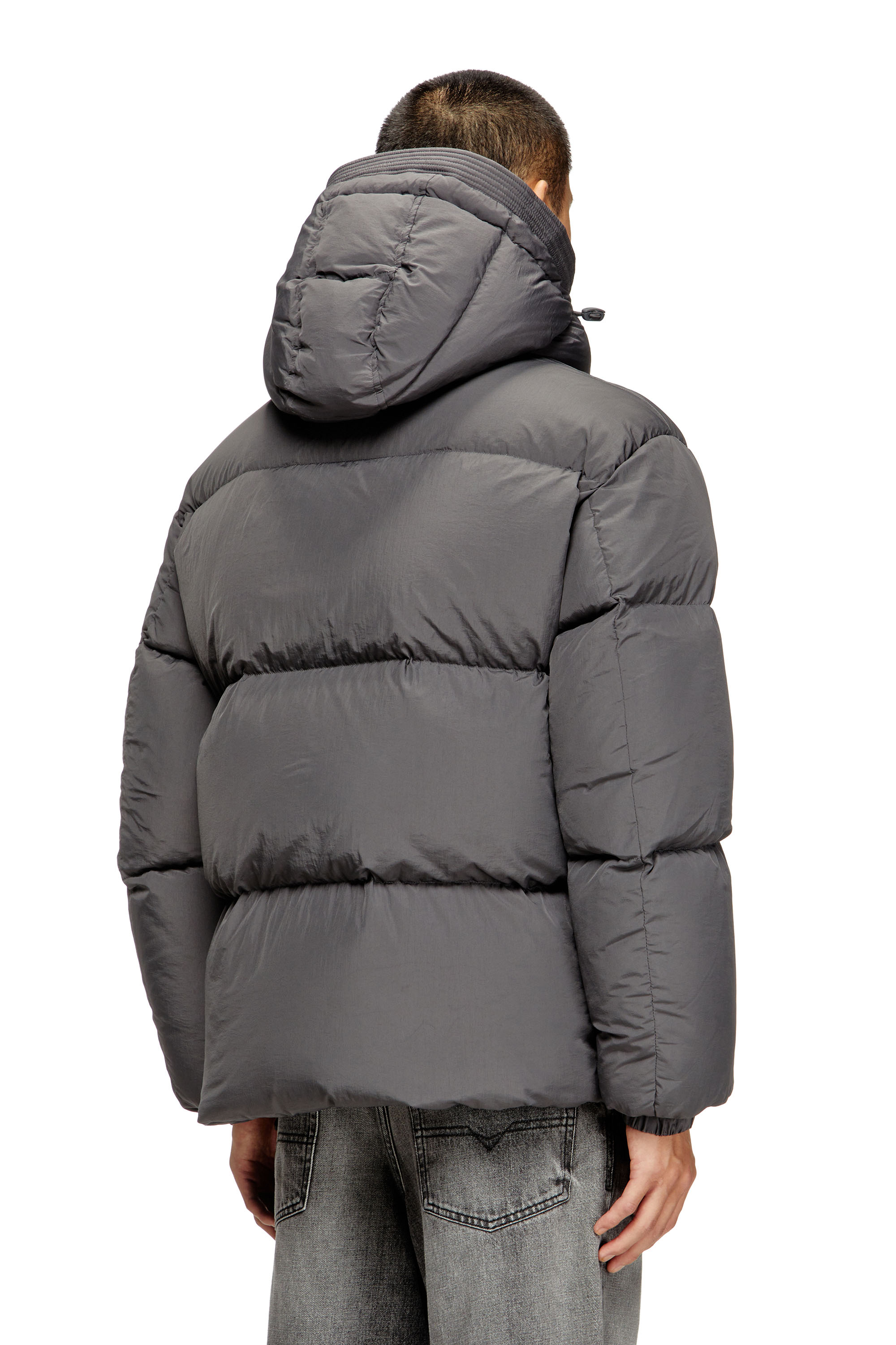 Diesel - W-ROLFYS, Man's Down jacket in recycled nylon taslan in Grey - 4